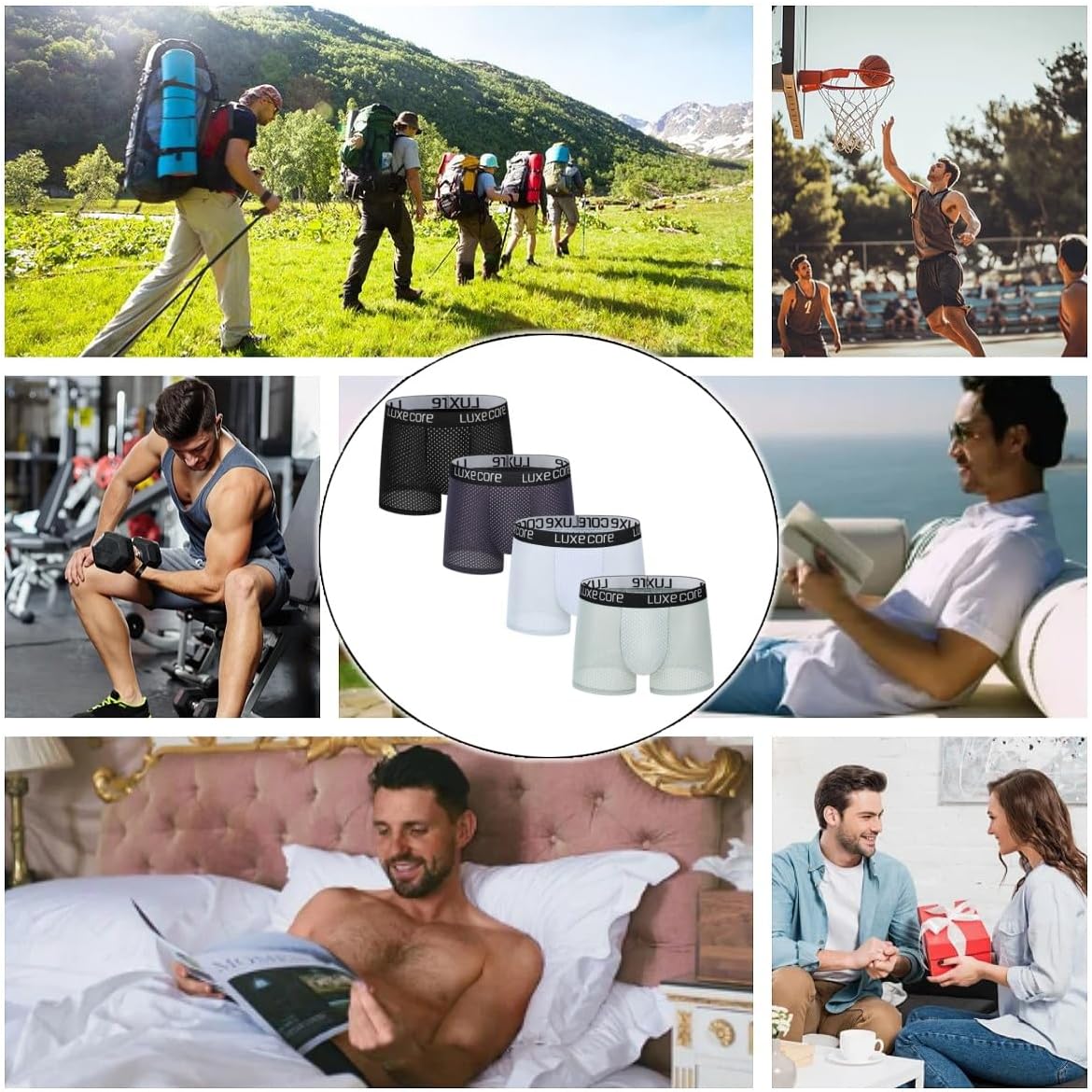 Men's Breathable Boxer Briefs Sports 4-Pack - AirMesh Ultra Moisture Wicking Quick-Dry Underwear for Men Multipack - Image 7