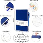 3 Pack Carnets de notes Journaux en vrac avec 3 Stylos noirs, Feela A5 Cahier rigide Classic Lined Journal Set avec porte-stylo pour le travail Note de journaling d'affaires, 120 GSM, 5.1.1x8.3., Marine