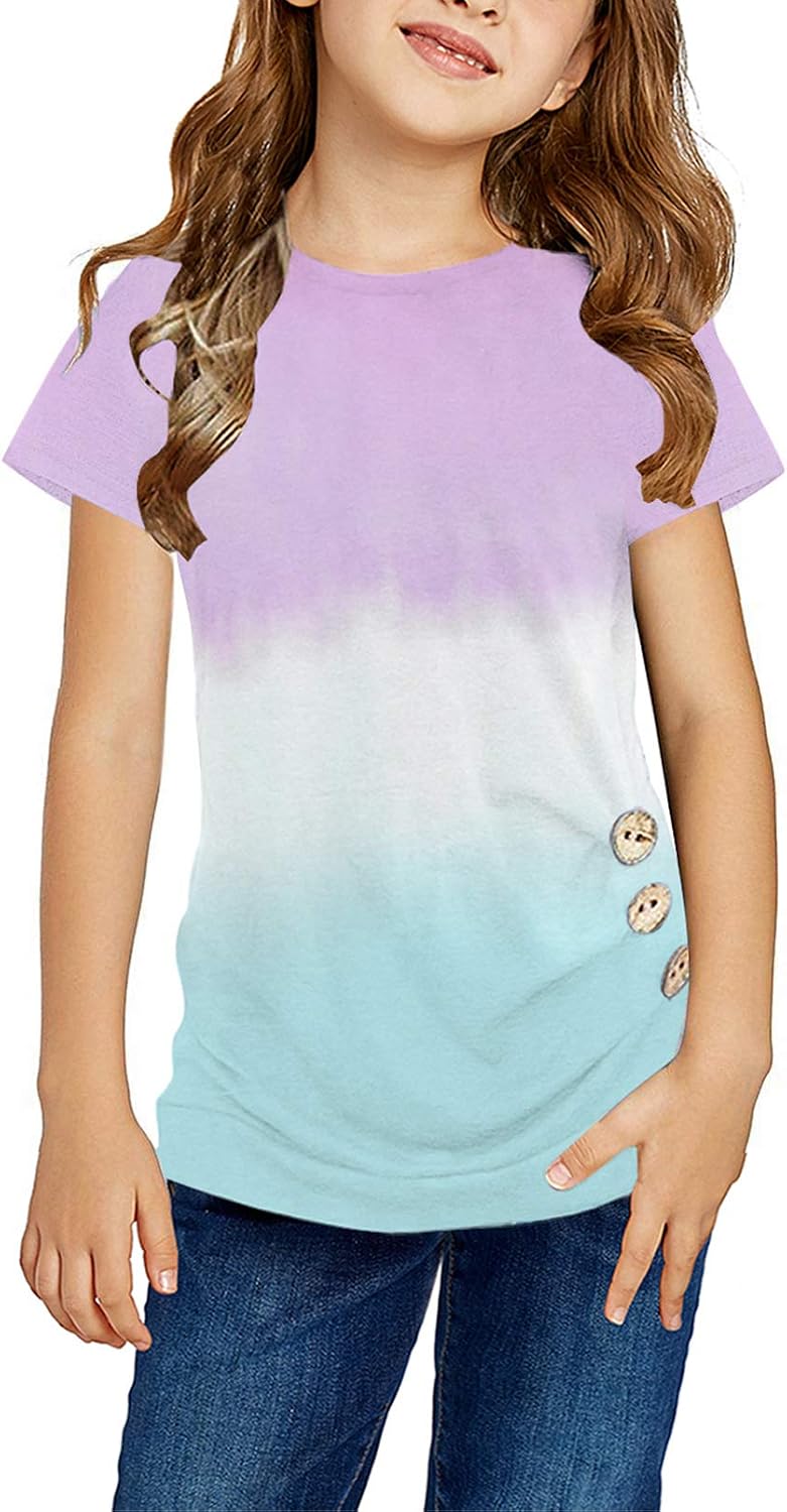 Ecokauer Girls Casual Tunic Tops Knot Front Long Sleeve Loose Soft Blouse T-Shirt Size 4-13