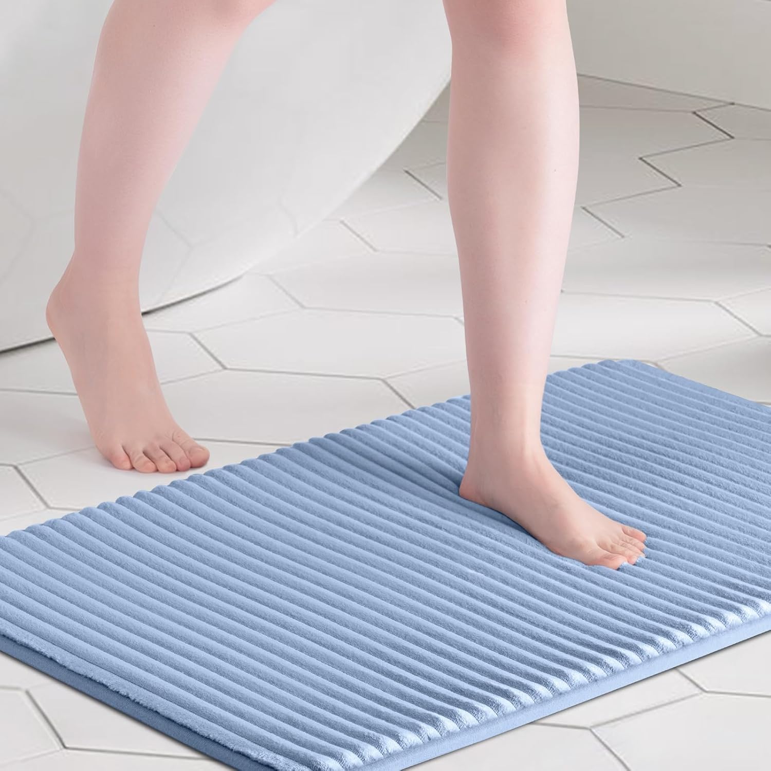 FRESHMINT Ultra Soft Charcoal Infused Memory Foam Bath Mat