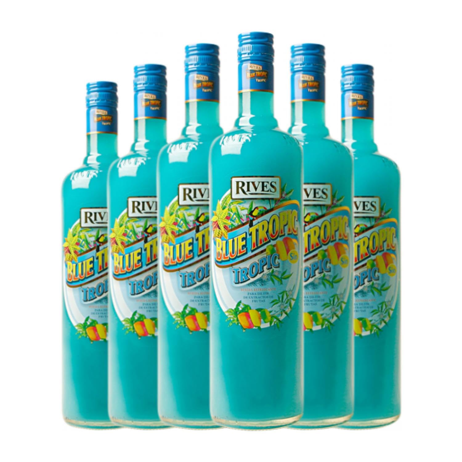 Licores Rives Blue Tropic Botella Misil 1 L (Caja de 6 Botella Misil de 1 L)