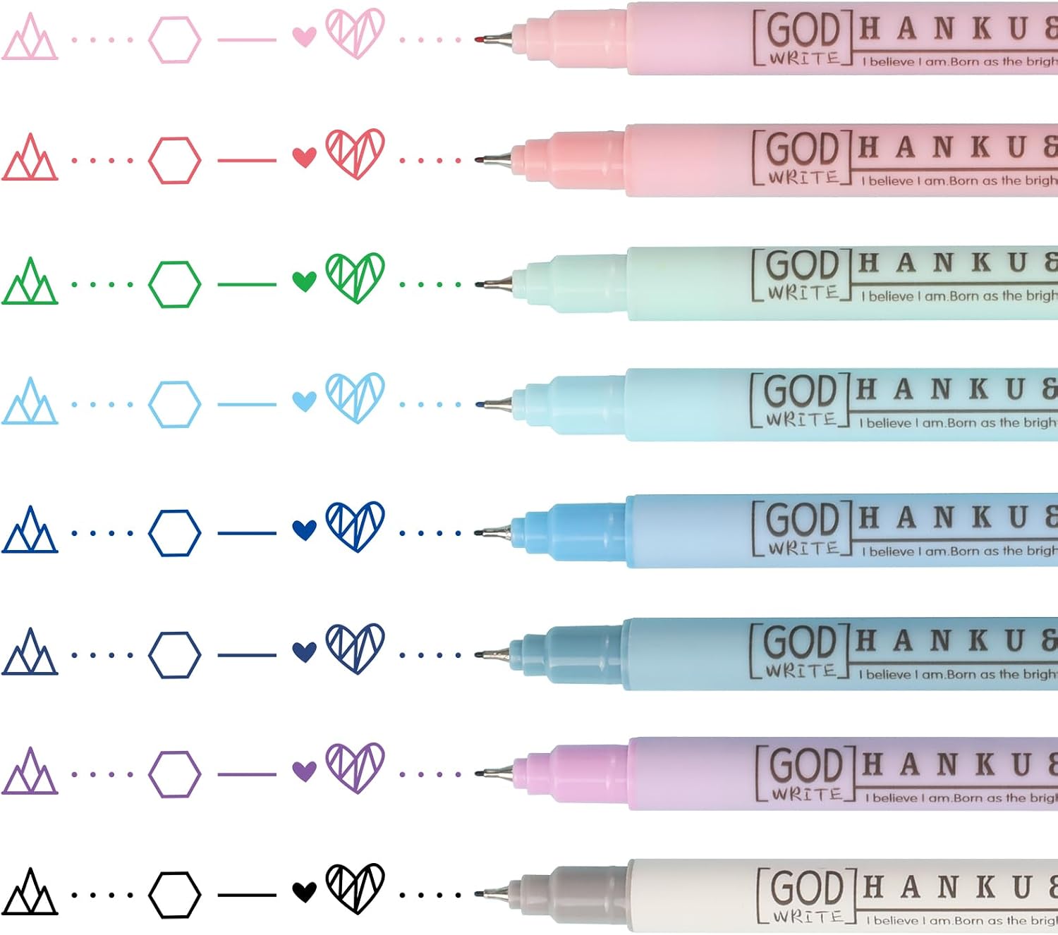 HANKU 24-Piece Journaling Pens Bundle Set, 8-Color 0.38mm Fineliner Markers & 16-Color Retractable Glitter Gel Pens for Bullet Journal, Planner, Note Taking & Art Supplies