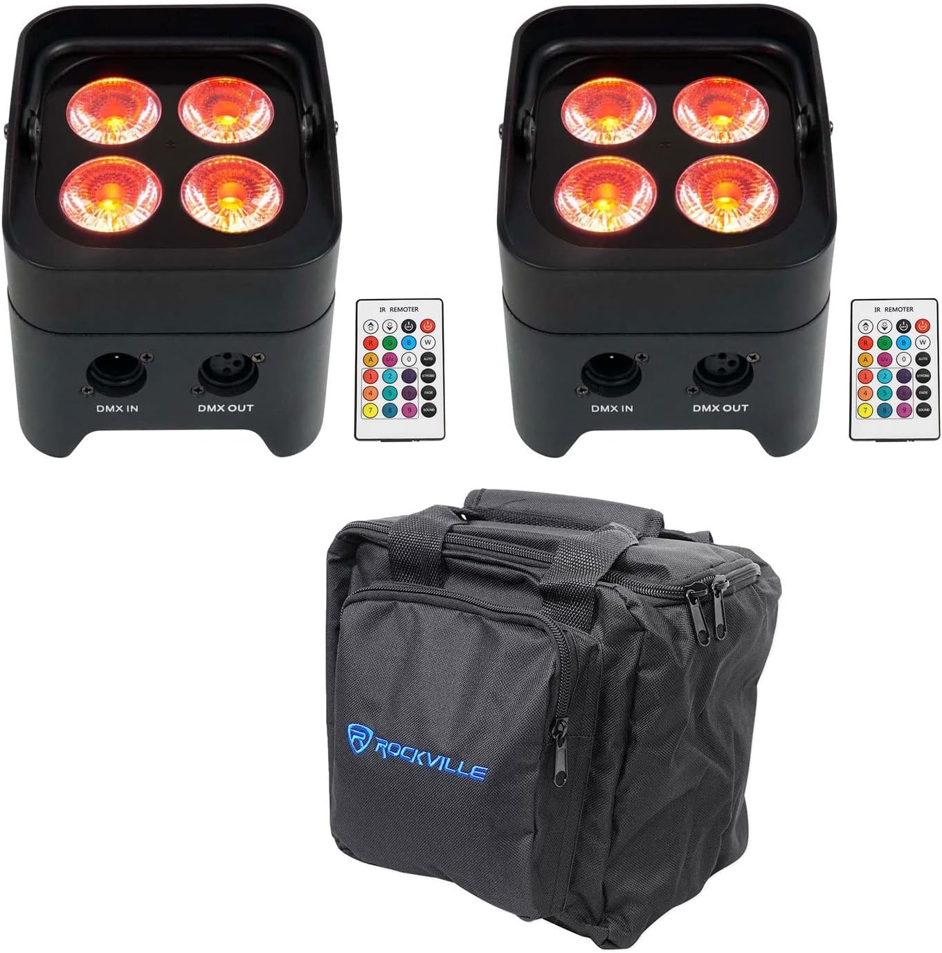 (2) Rockville Best PAR 50 Rechargeable Par Wash Lights