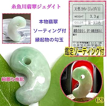✳霊神　神からの縁起物　糸魚川翡翠ジェダイト勾玉　本物をお身近に　機械鑑定鑑別付 Amazon.co.jp: 遠い昔からの縁起物 糸魚川翡翠勾玉 本物をお持ち
