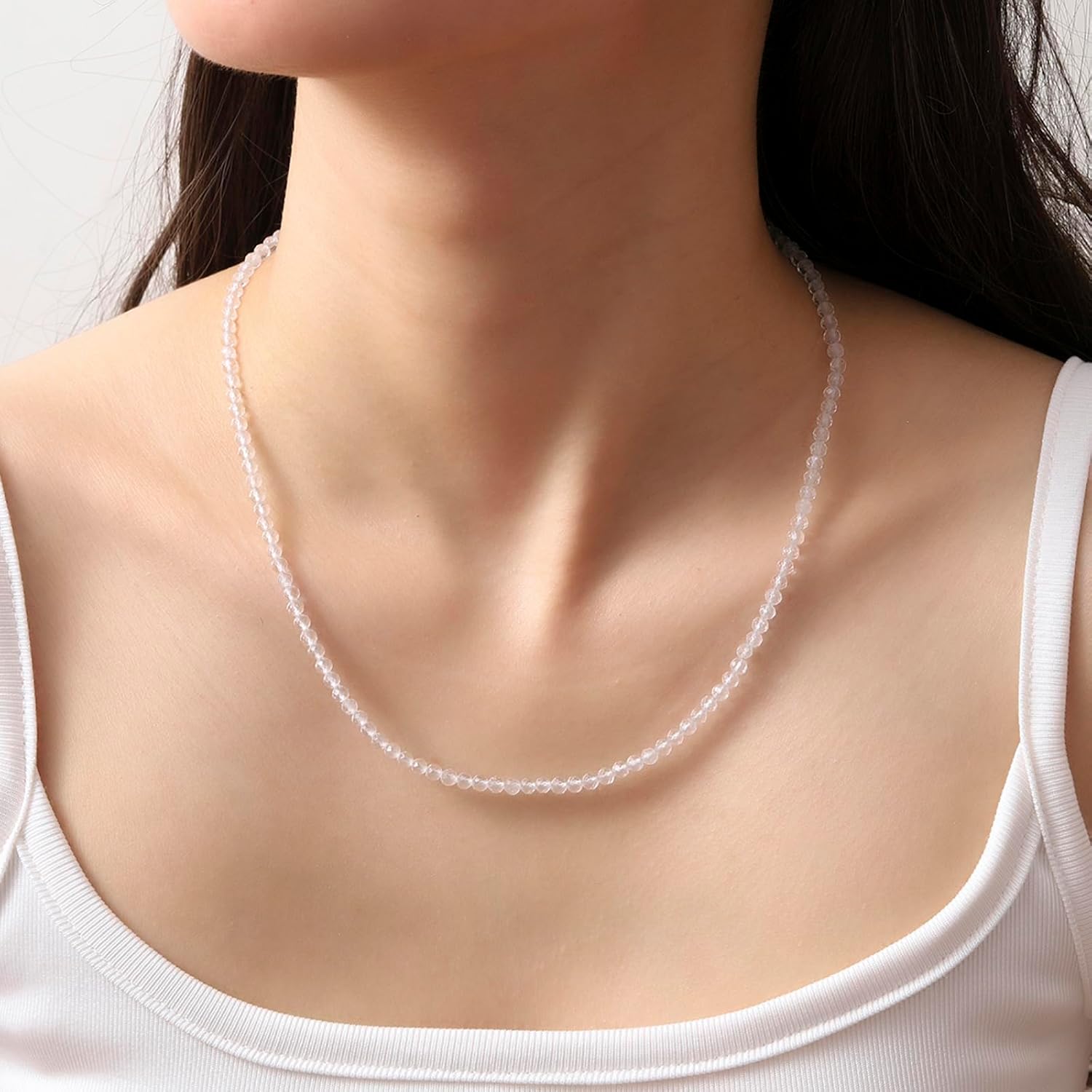 Crystal Choker Necklace for Women 3mm Handmade Natural Stone Beaded Necklace Healing Crystal Necklace Gemstone Necklace Crystal Bead Necklace for Women - Image 3