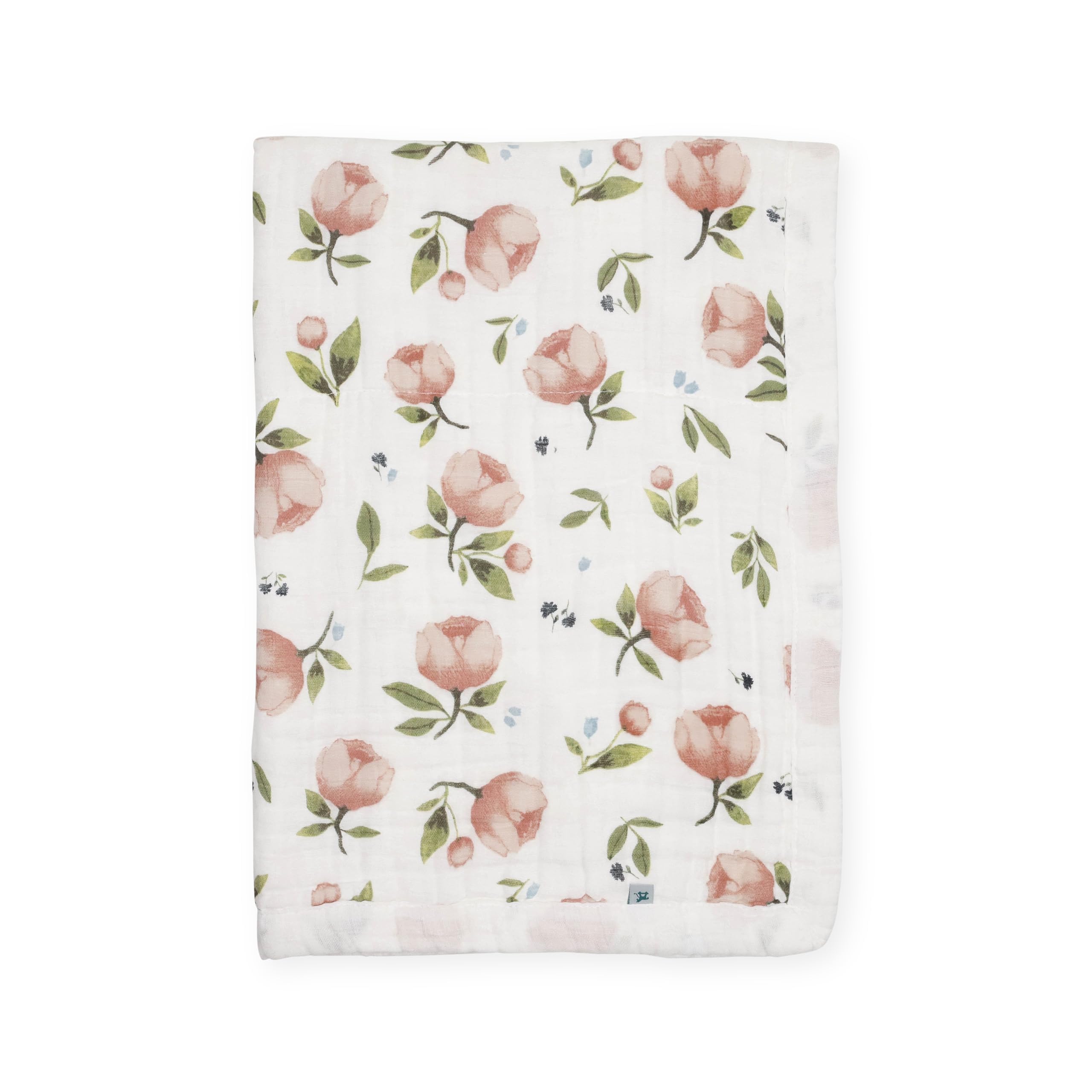 Little Unicorn 100% Certified Organic Newborn Receiving Quilt | Ultra- Soft, Multi-Layered Muslin Fabric | Gift for Newborns &amp; on-The-go (Watercolor Floret 2)