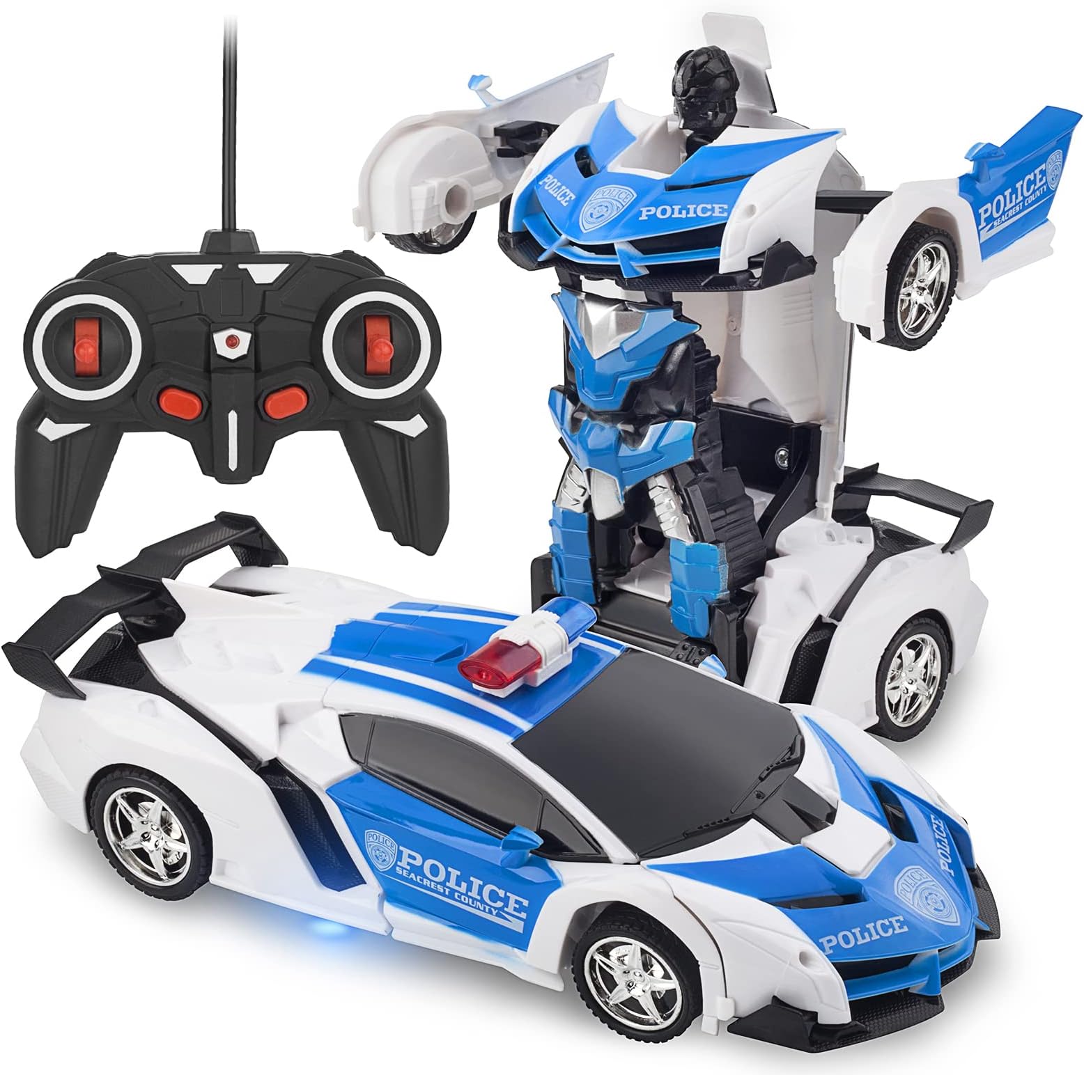 Remote Control Car Transform Rc Robot Rechargeable 360°Rotating Stunt 1:18 Deformation Racing Car Toy with Cool Sound & Light One Button Deformation into Robot, Gift for Kids Children