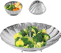 Stainless Steel Steamer Basket for Vegetable/Insert for Pots, Pans, Crock Pots & More. 6.3" to 10.3"