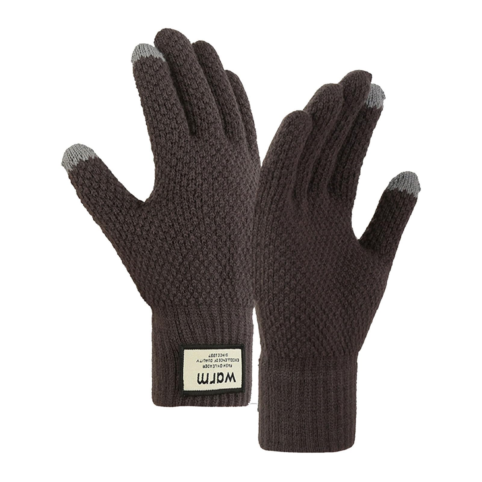 Guantes térmicos, guantes de invierno para pantalla táctil con diseño de doble capa, guantes cálidos para correr con material de punto, guantes de entrenamiento resistentes al viento, guantes de punto