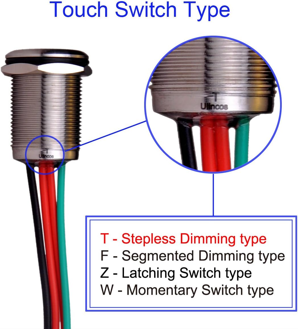 Hоttеѕt Sаlе Ulincos Touch Switch UT16T1 Stepless Dimming Switch DC 6V to 24V Blue LED Suitable for 16mm 5/8 Mounting Hole