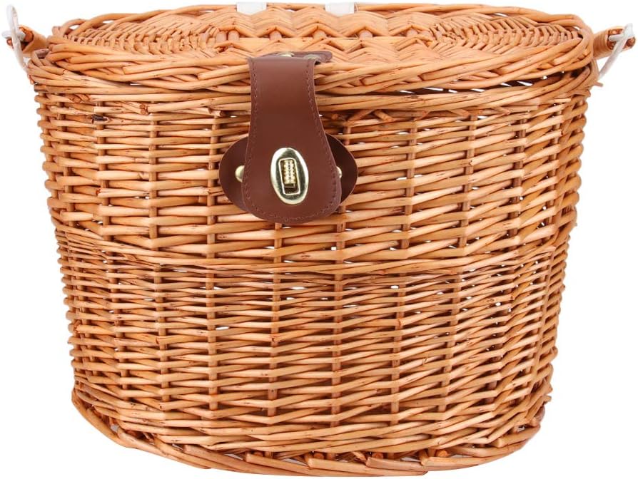 VOSAREA Front Handlebar Rattan Basket Woven Basket with