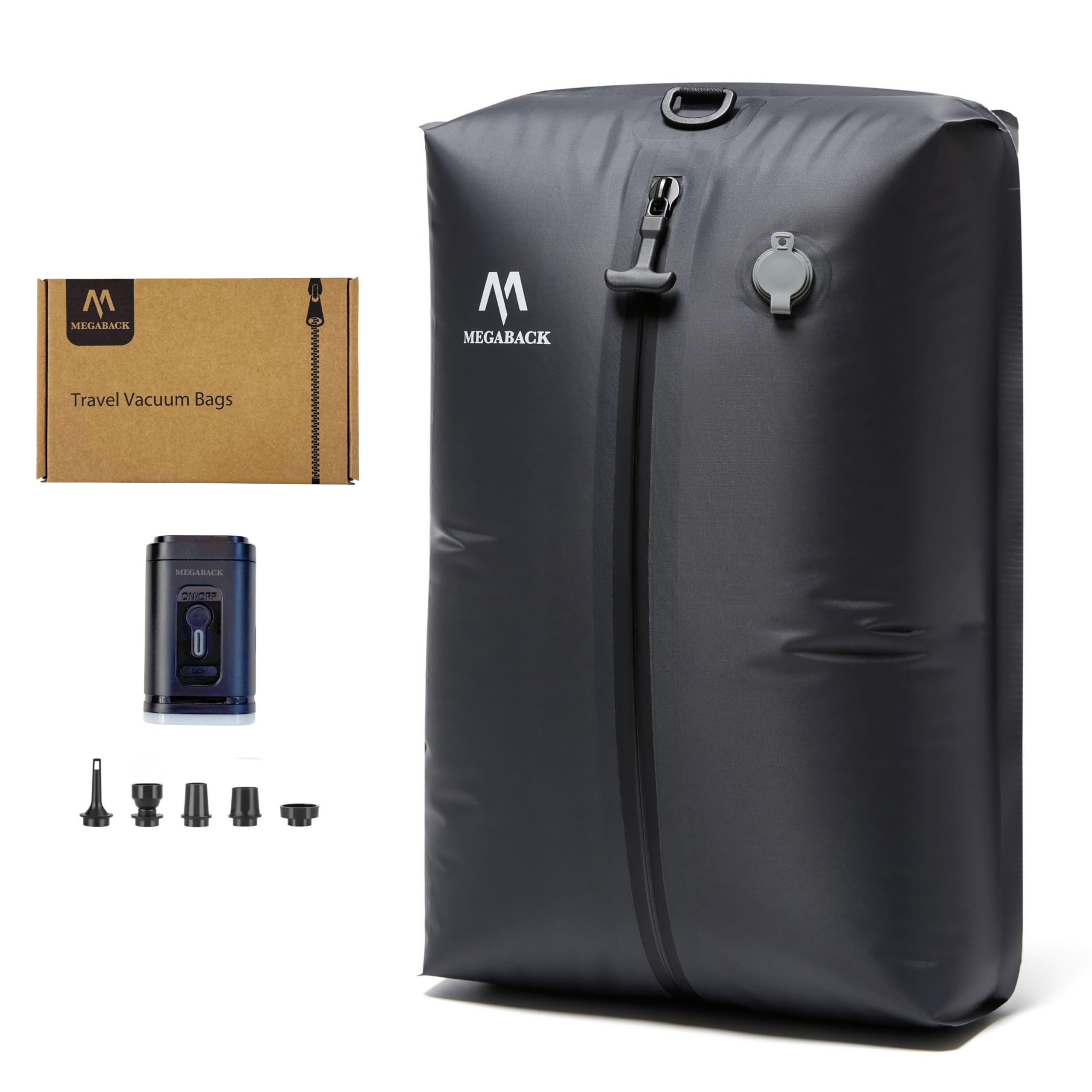 Megaback Vacuum Bags for Travel, IP67 Reusable Vacuum Seal Bags for Clothing with Electric Pump, Vacuum Seal Packing cube for Suitcases, Backpack &