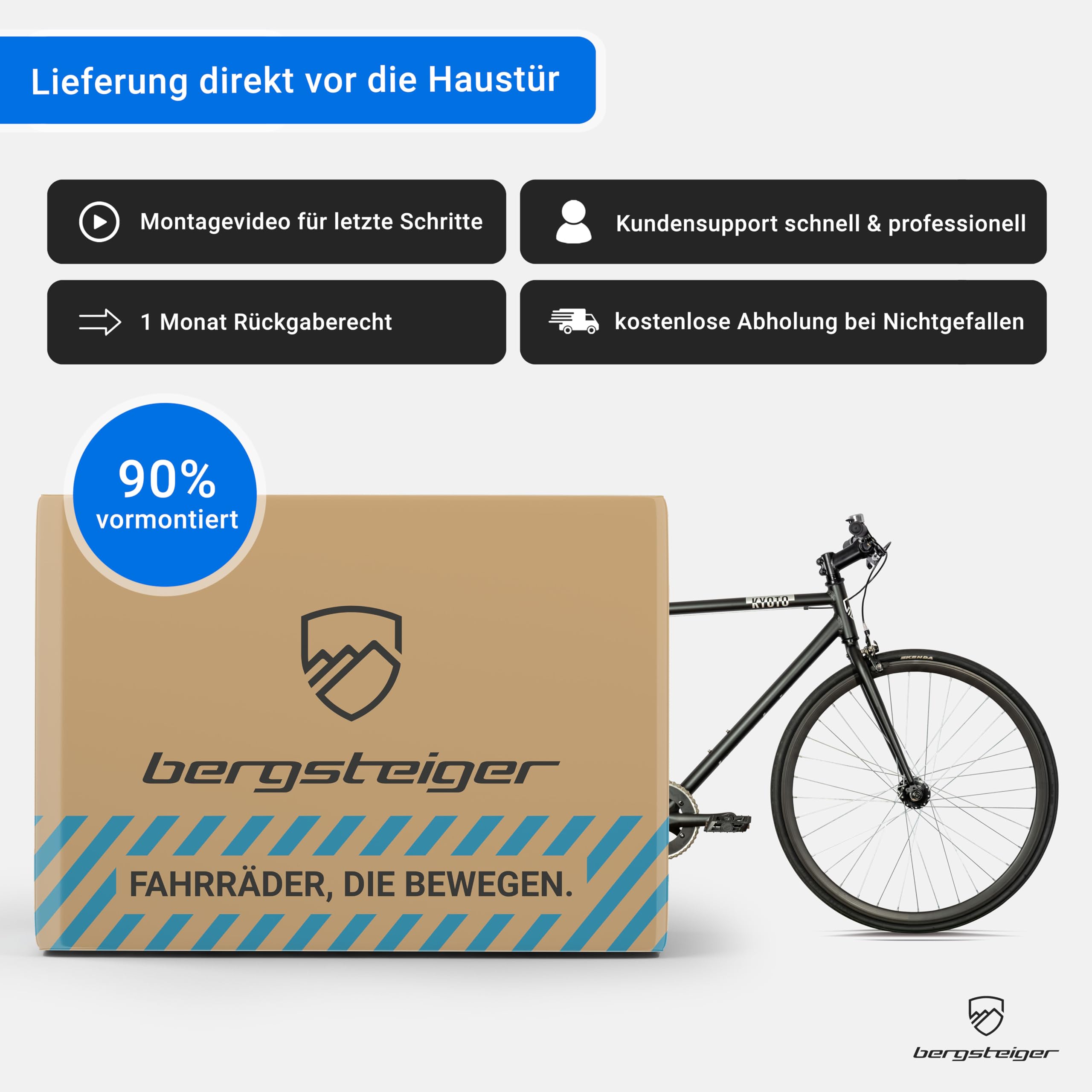 Bergsteiger Kyoto 28 Zoll Singlespeed Fixie Fahrrad Urban Bike | Leichtes Retro Design aus Aluminium mit wendiger Flip Flop Nabe und Caliper Bremsen für Herren & Damen ideal.