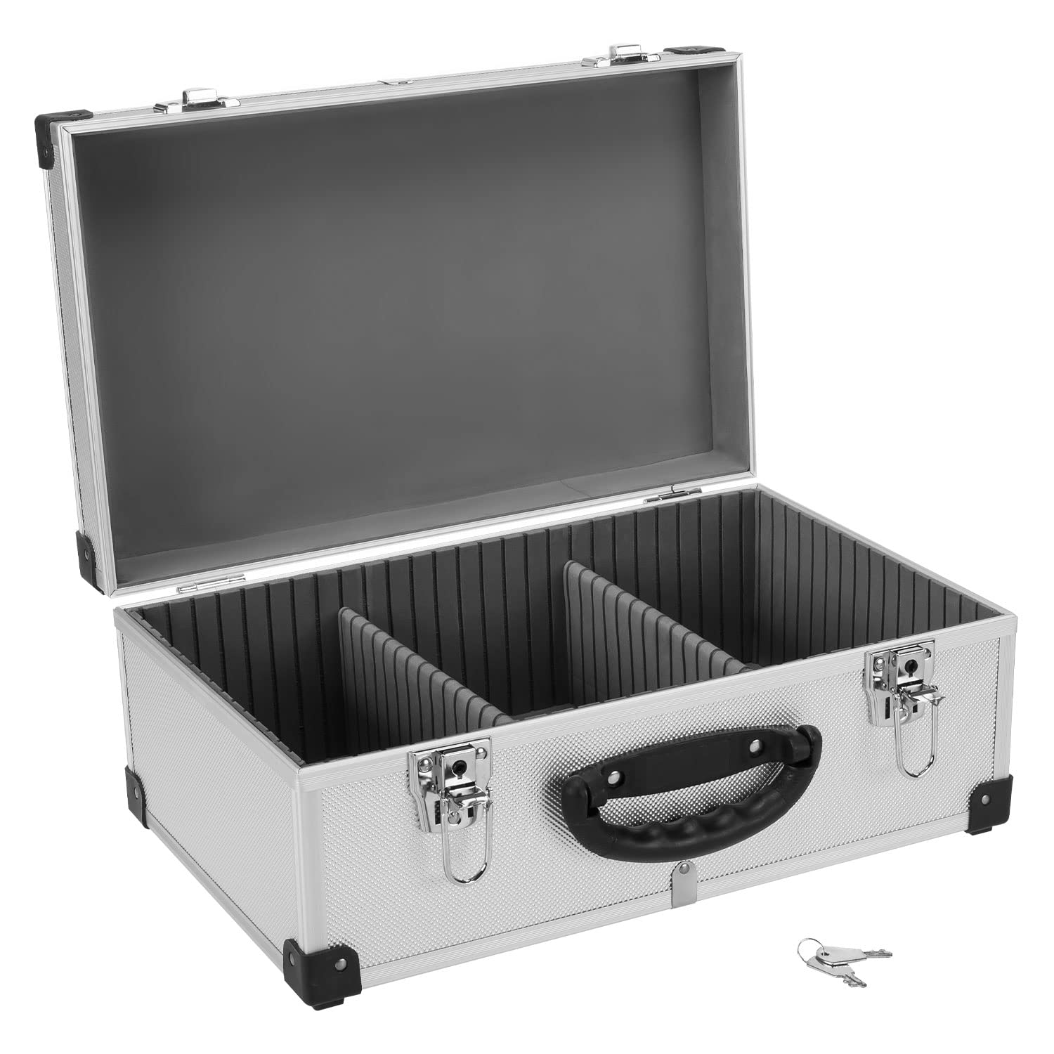 anndora CD Koffer für 60 Standard CD Cases - 43 x 29 x 18,5 cm - Silber
