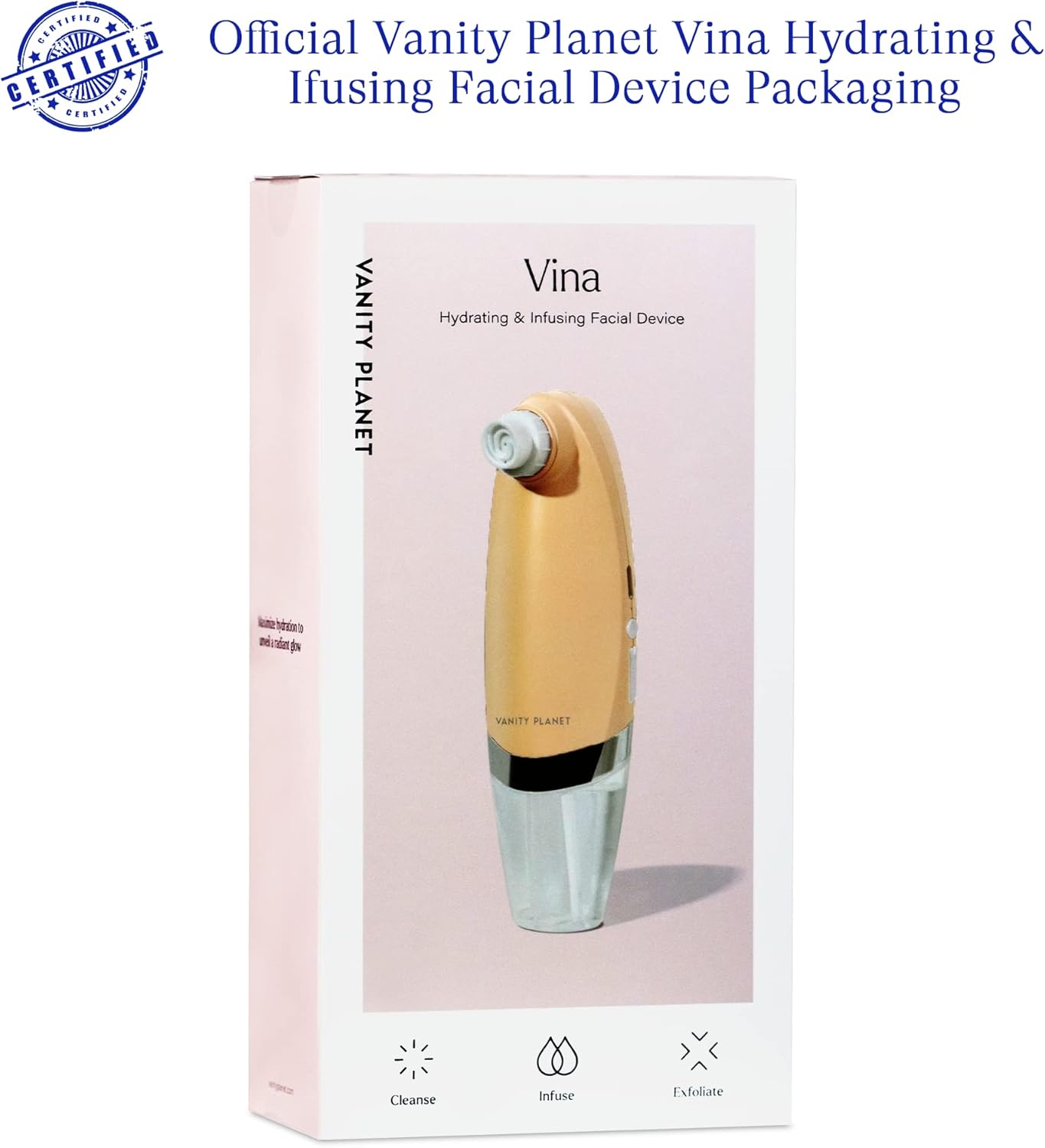 Vanity Planet Vina, Hydrating & Infusing Facial Device - Cleanses, Exfoliates & Hydrates Skin to Unclog Pores, Detoxify, Hydrate & Deep Clean - Reduce Fine Lines and Impurities