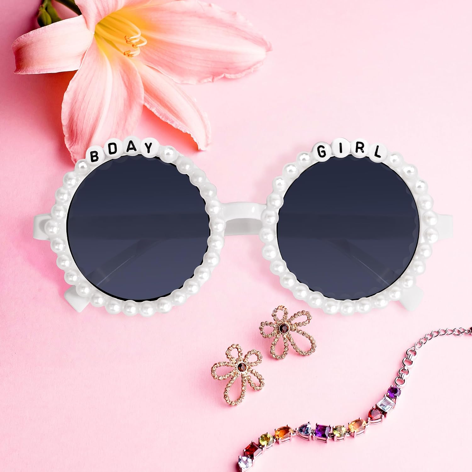 Birthday Party Bday Girl | Bday Crew Sunglasses Set of 4 | Fun Birthday Accessories & Party Favors for Girls and Women