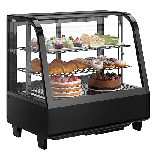 Upstreman Countertop Pastry Display Refrigerator, 3.5 Cu.Ft Commercial Cake Display Refrigerator, Bakery Showcase with LED Light, Digital Thermostat, for Café, Restaurant, Store (CD35)
