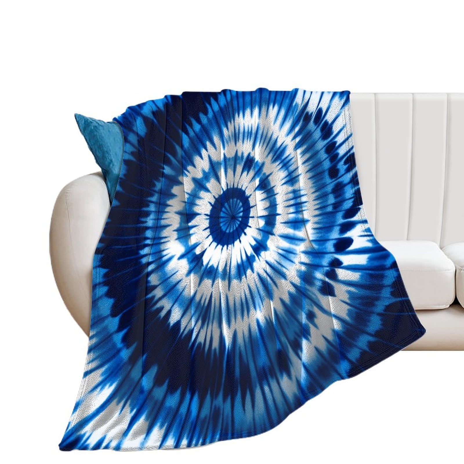Couverture de lit chaude pour hommes et femmes, plaid en flanelle super douce bleu 127 x 152,4 cm