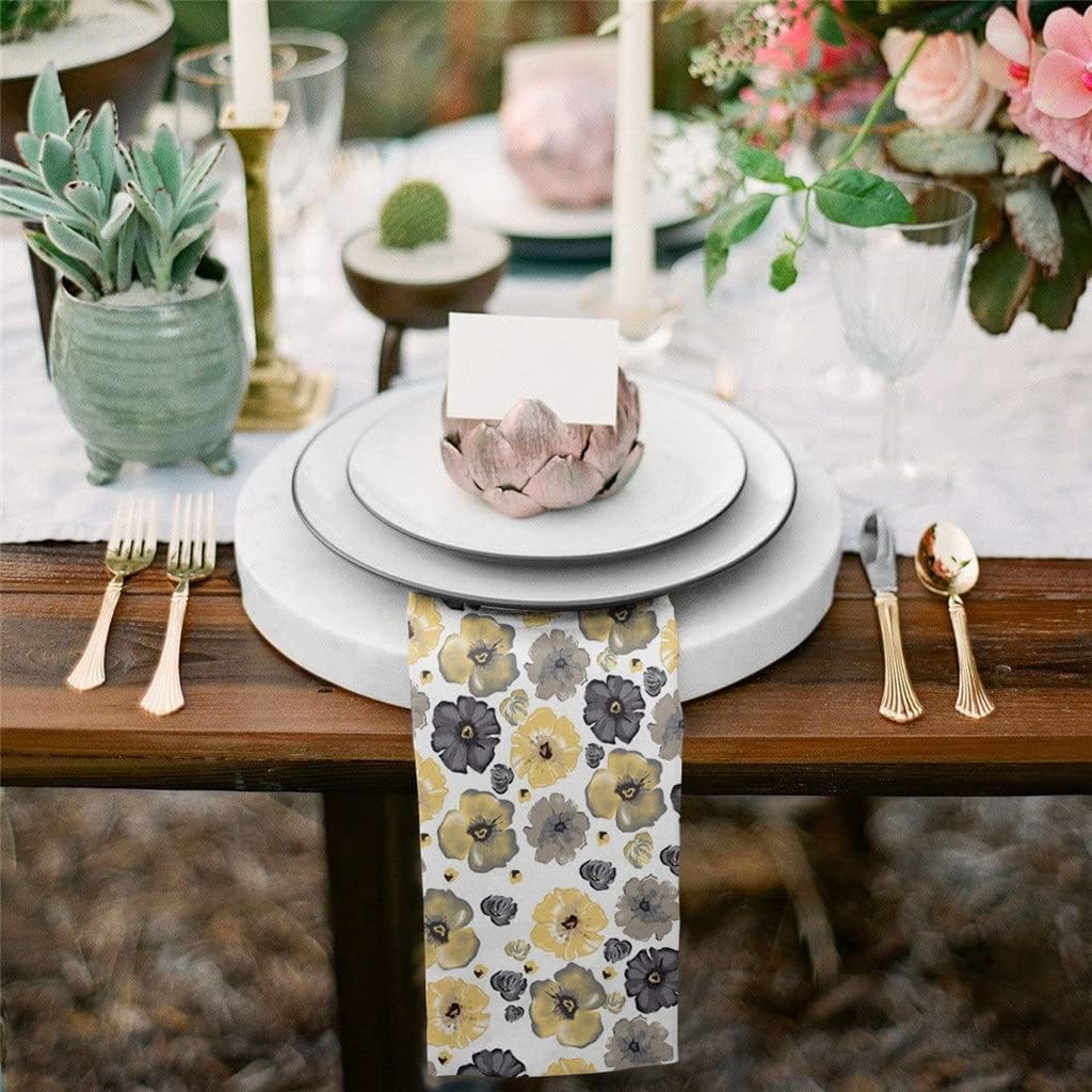 Watercolor Big Flower Table Napkin Cloth Set Wedding Party Handkerchief Restaurant Supplies Christmas Napkins(4pcs)