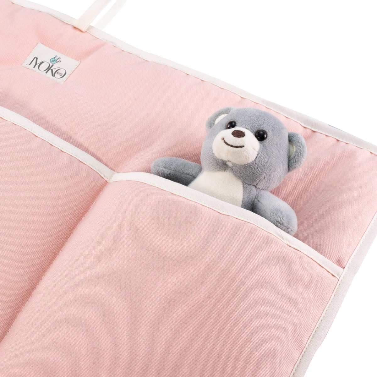 JYOKO KIDS Organizador de Bolsillos para Cuna, Almacenamiento Colgante de Algodón, Acolchado (Dusty Pink)