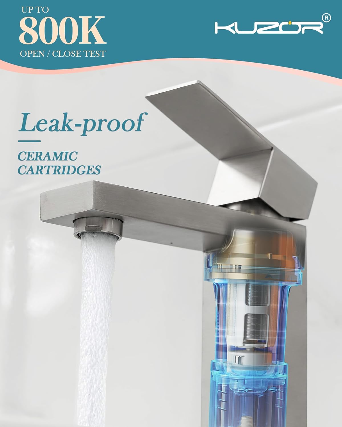 Vessel Sink Faucet Brushed Nickel, Tall Bathroom Faucets Stainless Steel, Faucet for Vanity/Bowl Sink with Metal Pop Up Drain - 9.96 Inch Spout High - Easy to Install