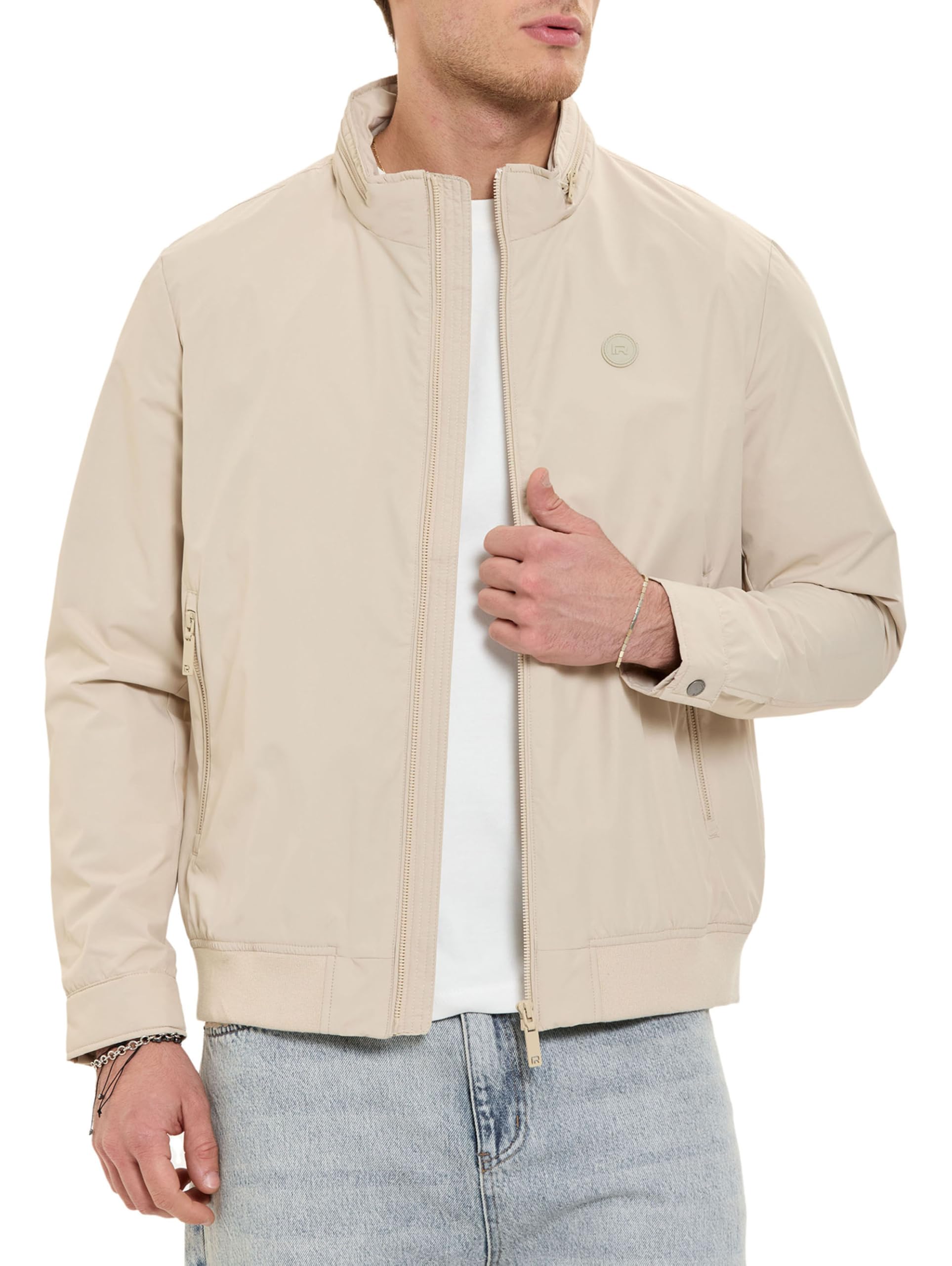 Redbridge Giacca da mezza stagione, leggera, con cappuccio nascosto nel colletto alto, casual, per la primavera e l'autunno