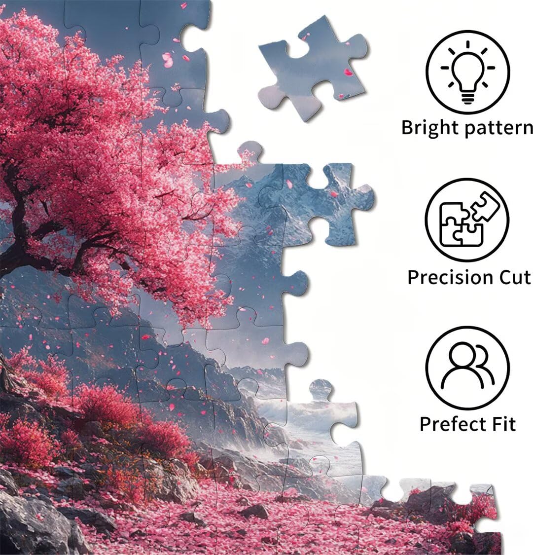 Puzzle 4000 sztuk 141 x 87 cm Puzzle wiśnia w kwiaty góry śnieg n-835