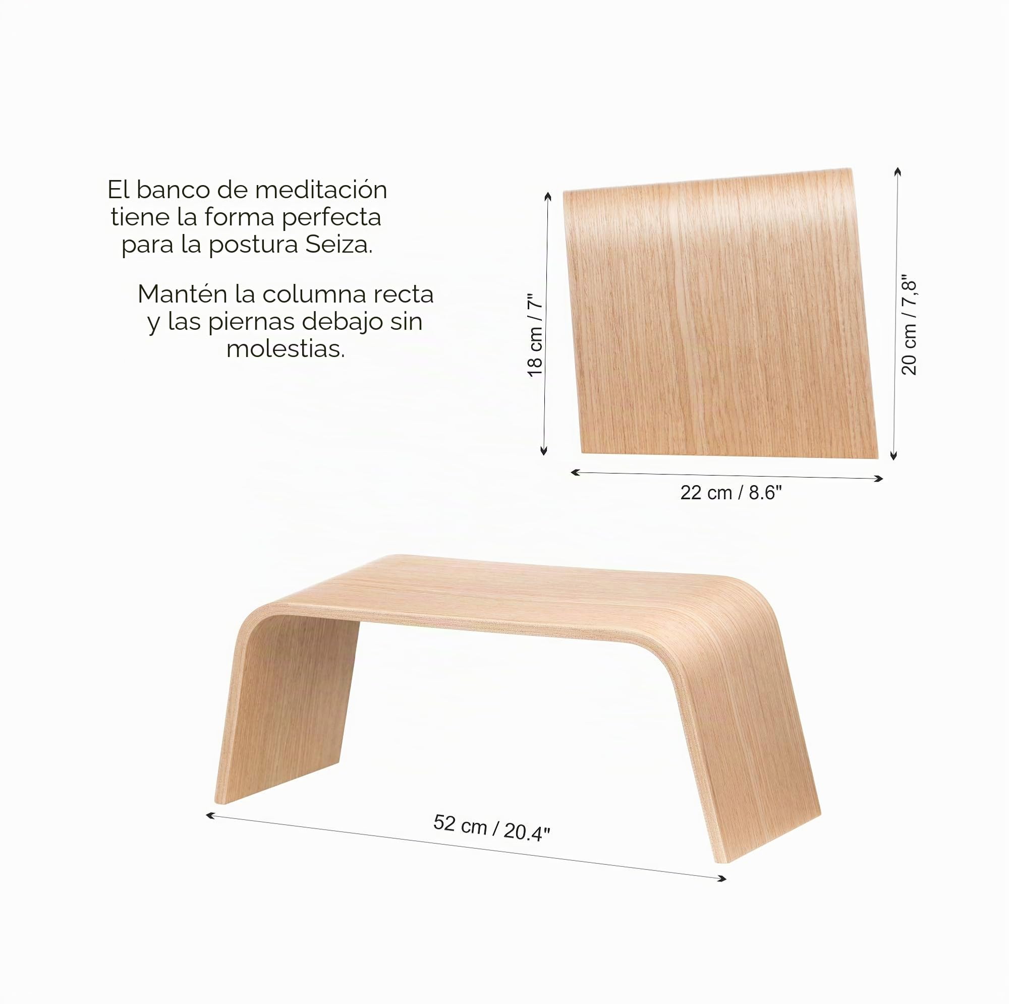 Banco de Madera Resistente Adecuado para Ceremonias de té, Yoga, Postura de seiza, meditación para Principiantes, Banco de oración y Postura Vertical Saludable