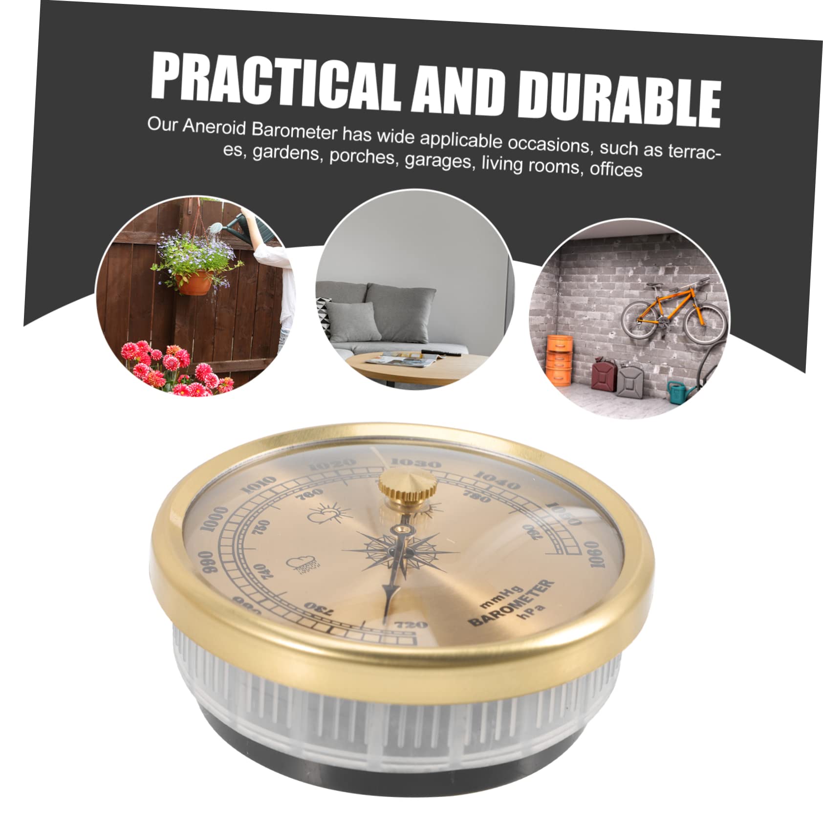 2St Zifferblattbarometer Außenthermometer Mini- Wetterstationsbarometer wettervorhersage druckluftmanometer Hygrometer Zeigerbarometer Aneroidbarometer für zu Hause Metall