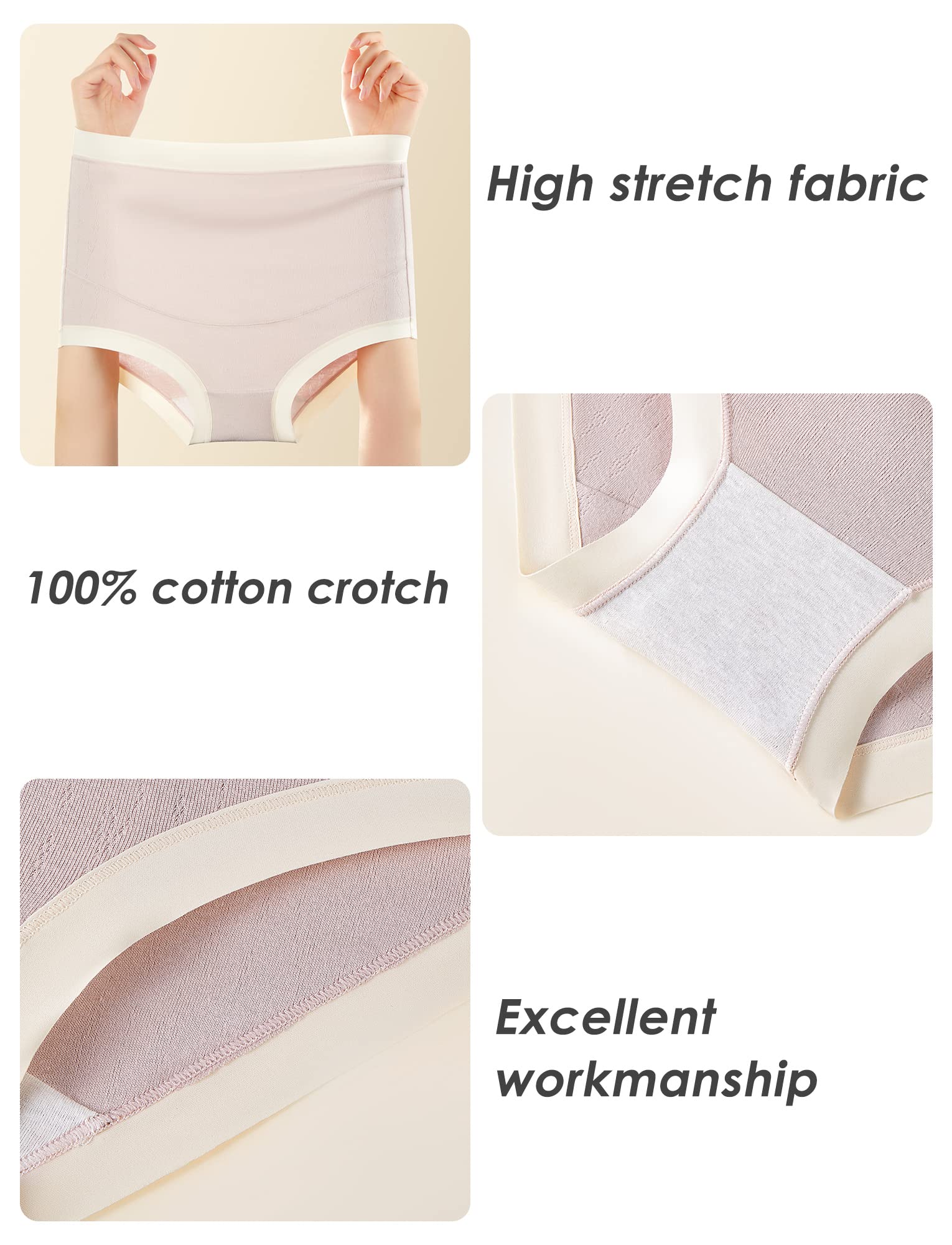 FEOYA - Bragas de maternidad para mujer, de algodón, talla grande, cintura alta, sin costuras, paquete de 3 - Multi color - Large