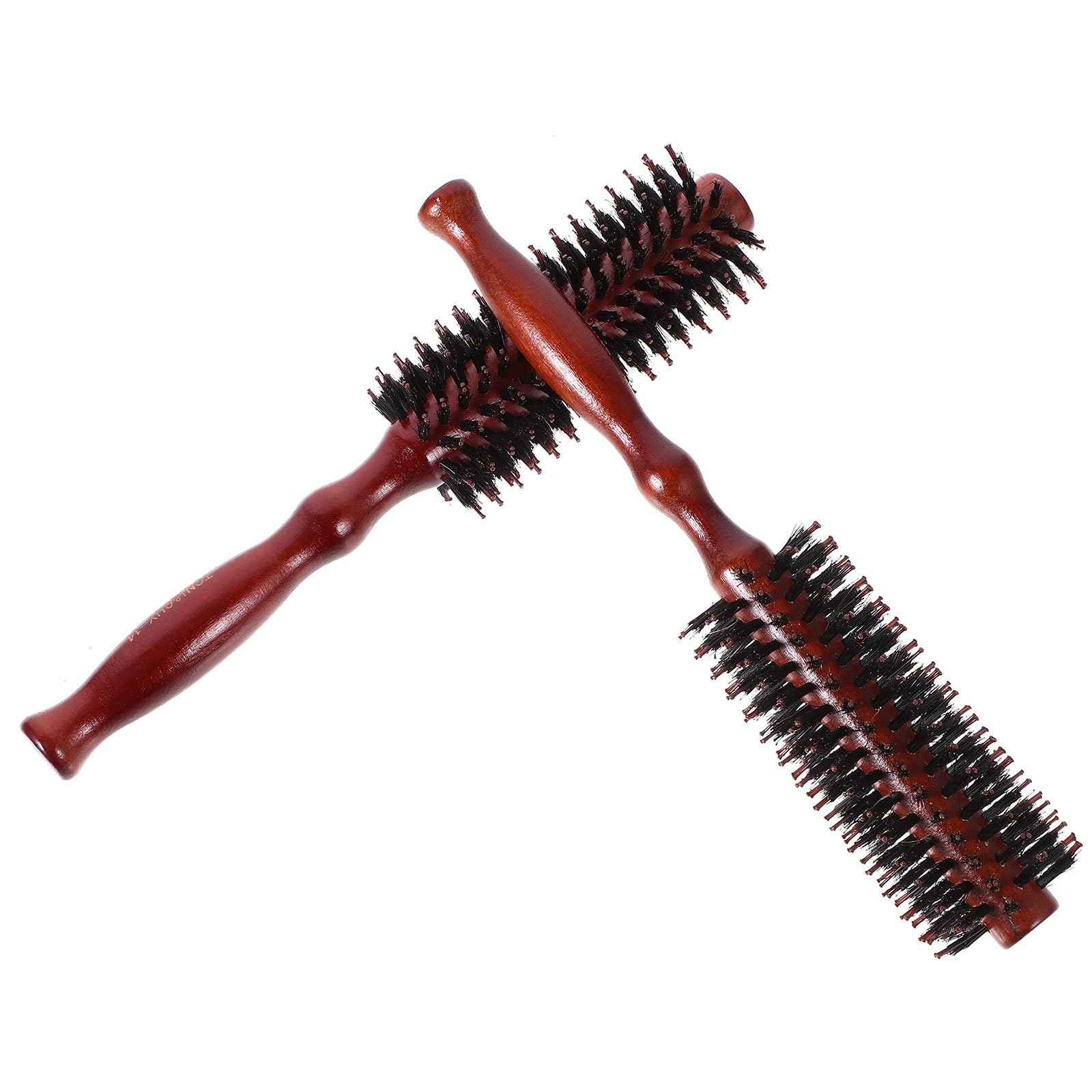 2 Stück Runde Haarbürste mit Wildschweinborsten Komfortabler Griff und Frizz Reduzierung zum Stylen und Trocknen der Haare