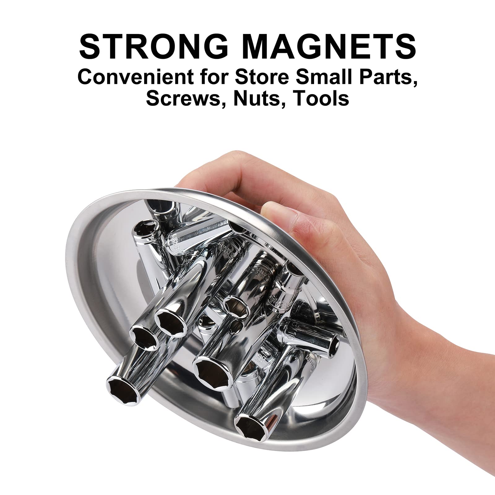 Mayouko 3PCS Magnetic Parts Tray Set, Stainless Steel Dish Holder, for Screw Nuts, Bolts, Small Parts - Image 4