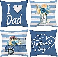 Vista 9 de Neatee Living Juego de 4 fundas de almohada para el Día del Padre de 12 x 12 pulgadas, fundas de almohada de terciopelo azul para papá, fundas