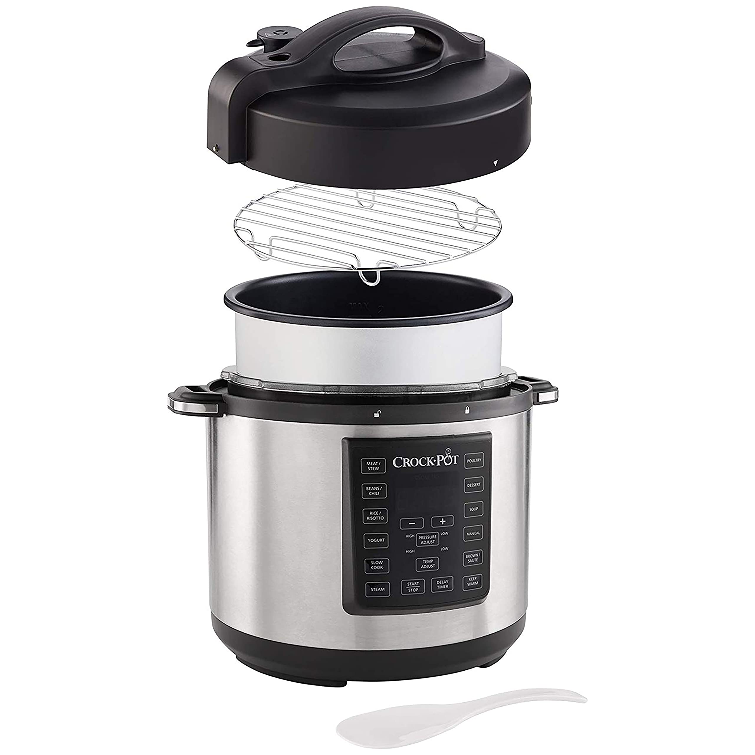 Crock-Pot Lift & Serve Mijoteuse numérique à cuisson lente avec couvercle à charnière et minuterie à rebours programmable | 4,7 l (jusqu’à 5 personnes) | Efficace en énergie | Noire [CSC052]