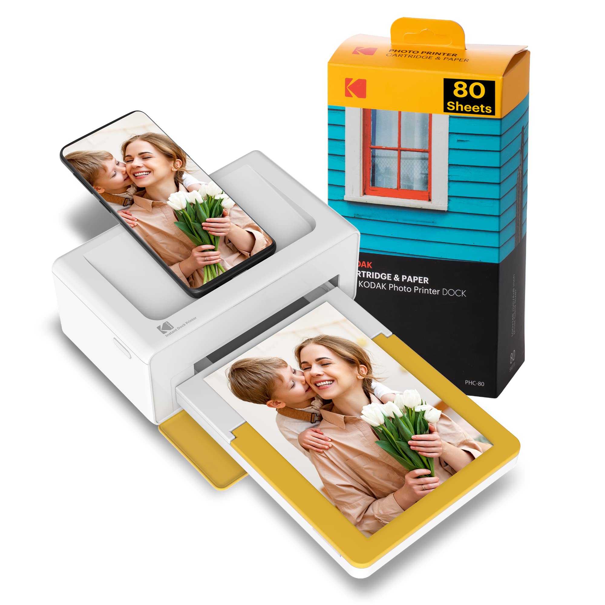 Amazon.com: Kodak Dock Plus - Impresora fotográfica instantánea de 4 x 6  paquete de 80 hojas (edición 2022) - Impresora fotográfica portátil  Bluetooth Impresión a todo color - Aplicación móvil compatible con
