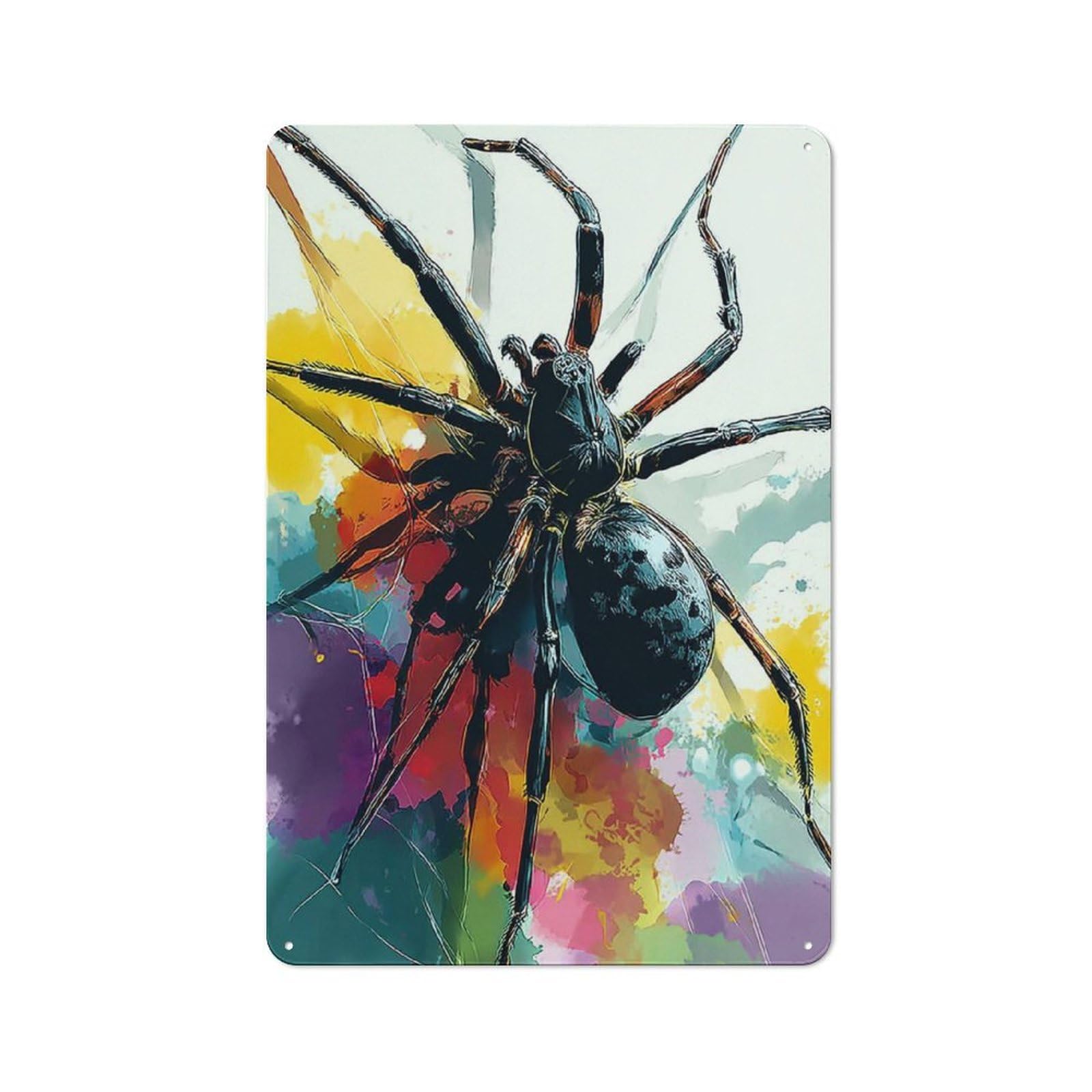 Junmoney Colorful Spider Artwork Smart Metal Wall Decor 30X20cm, Office Metal Sign For Office, Study, Studio Or Hallway