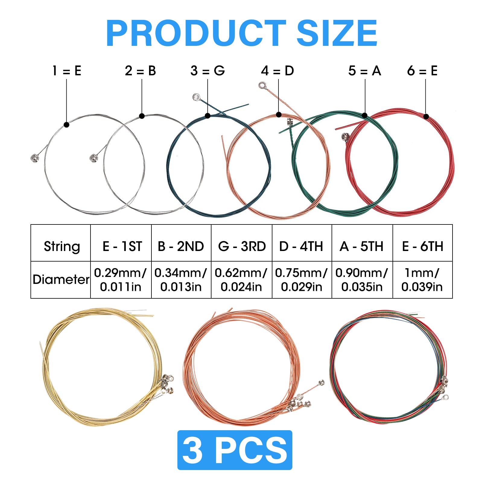 Corde Per Chitarra Classica In Acciaio - Set Di 6 Corde Morbide E Facili Da Suonare - Foto 6