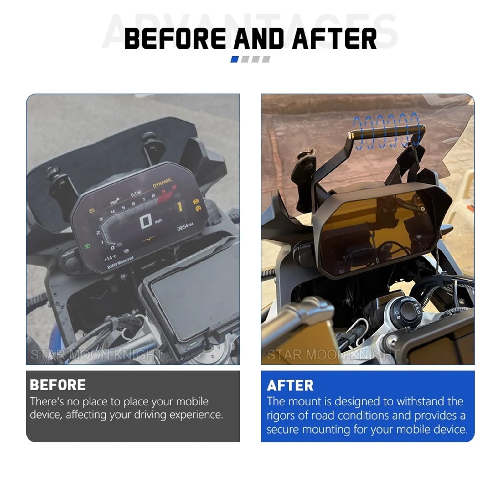 Uchwyt na telefon motocyklowy, uchwyt na telefon komórkowy, nawigacja GPS, pasuje do BMW F750GS F850GS F800GS Uchwyt do nawigacji GPS uchwyt(12mm)