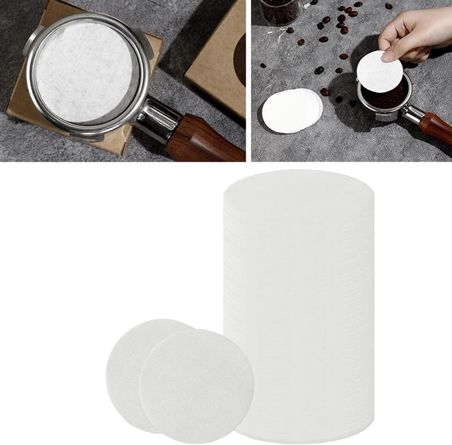 VZU 100Pcs 53mm Coffee Paper Filter for Espresso Coffee Maker, Unbleached Espresso Paper Filters for Espresso Machines, White Coffee Filters Papers Round Special Coffee Filter Paper for Filter Coffee 7 716glY5OobL. AC SL1500