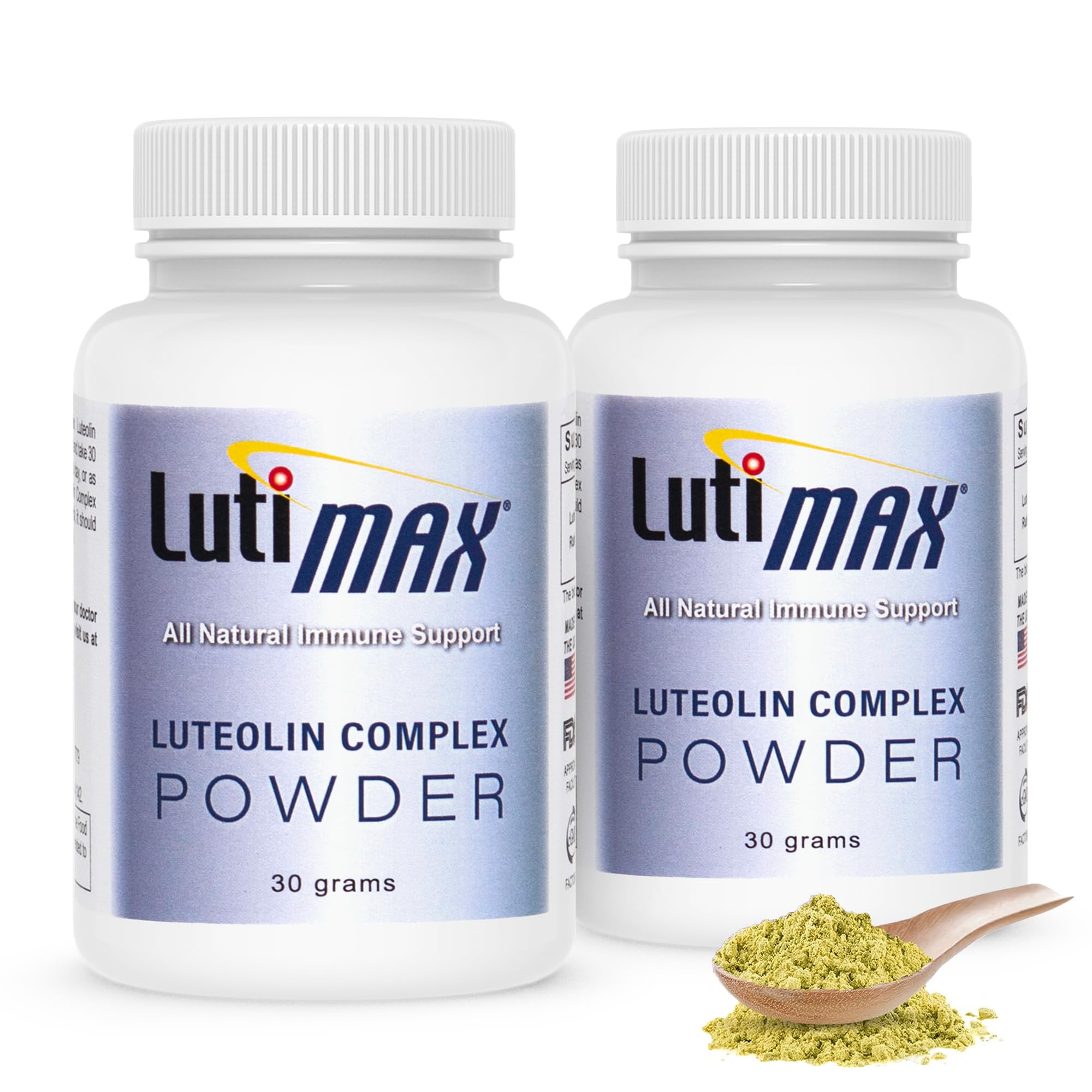 Lutimax Luteolin Complex Powder Brain Supplement with Rutin - Nootropic Brain Supplements for Memory and Focus to Improve Brain Health - Antioxidant Supplement for Immune Support, 100 Servings 2 Pack