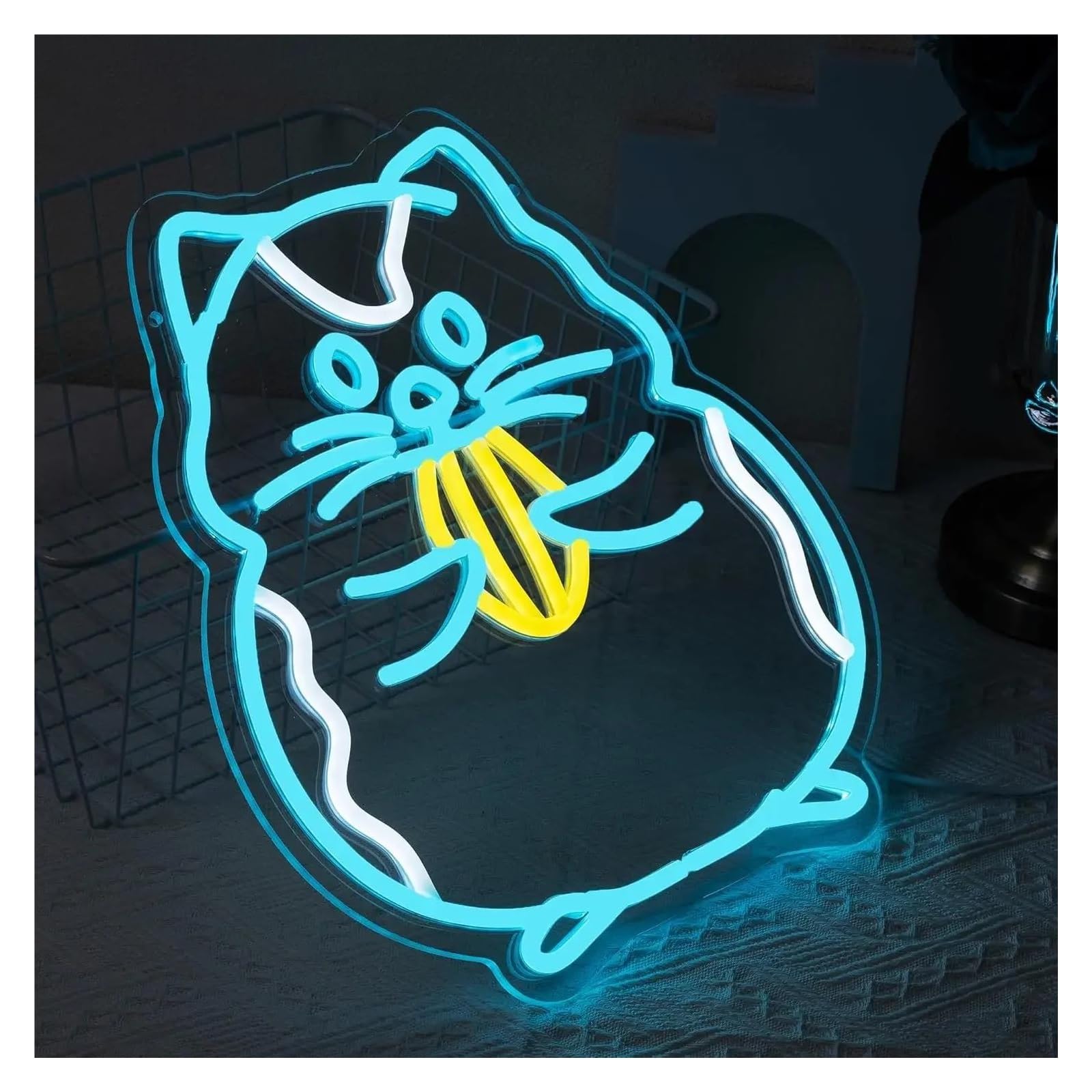 LEMST Signs Lamp Hamster Neon Sign Blue Neon Light for Kids Room Bedroom Pet Shop Cafe Dessert Stores 35.8x32cm