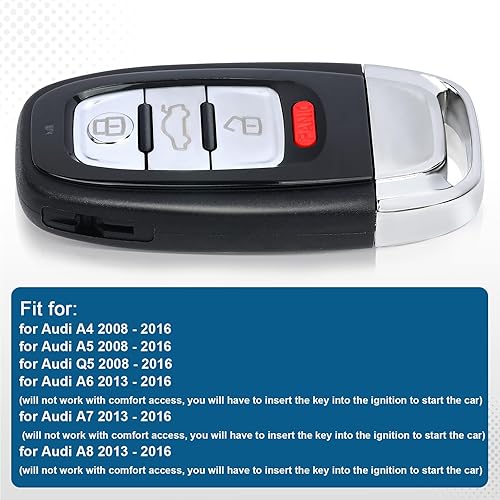 Miniatura 4 de Smart Prox - Llavero remoto de entrada sin llave para Audi A4 A5 Q5 2010 2011 2012 2013 2014 2015 2016 (no funciona con acceso cómodo)