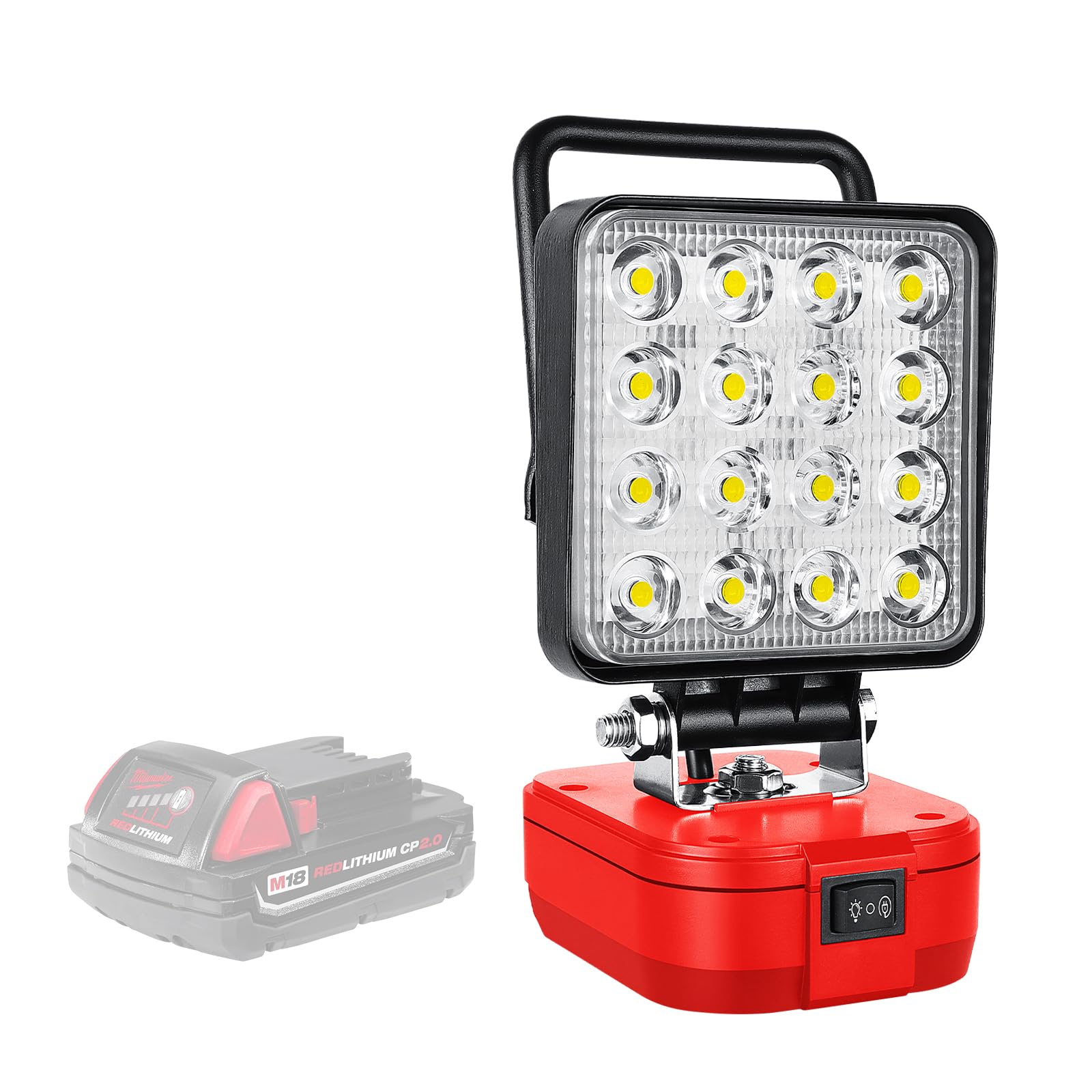 RIGIDON Recargable Portatil Foco de Trabajo Led para Batería Milwaukee M18 18V /20V (Sin Batería), 4 Pulgadas 48W 4800LM Foco Led Lámpara para Camping, Trabajo, Pesca, Emergencia, 6000K Blanca