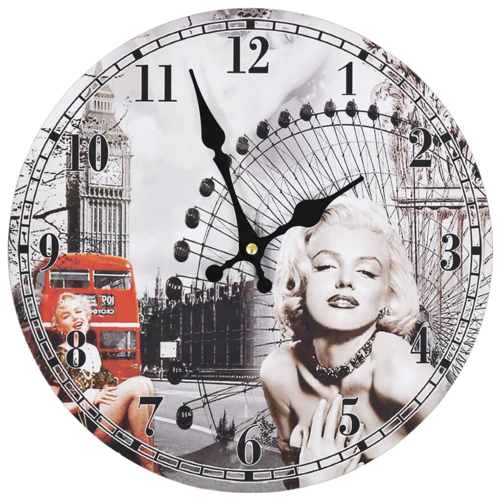 vidaXL Vintage Wall Clock, Living Room Timer for Decorative, Battery-Operated Hanging Clock for Home Office Hallway, Quartz Round Clock