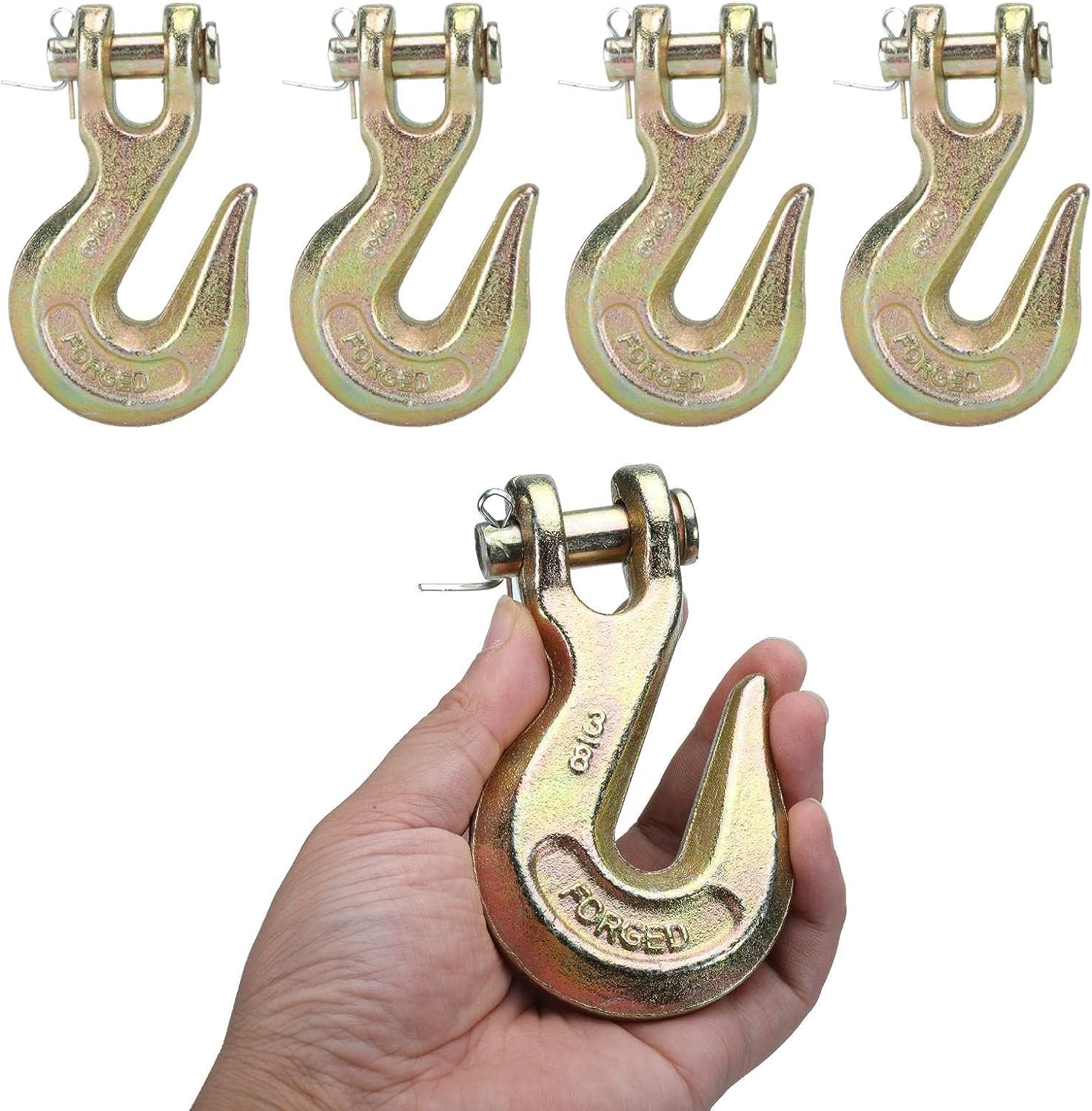 Yaegoo 4 Pack 3/8" Clevis Grab Hooks G70 Chain Hook Tow Hooks for Utility Trailers Trucks, Load Limit 6600lbs