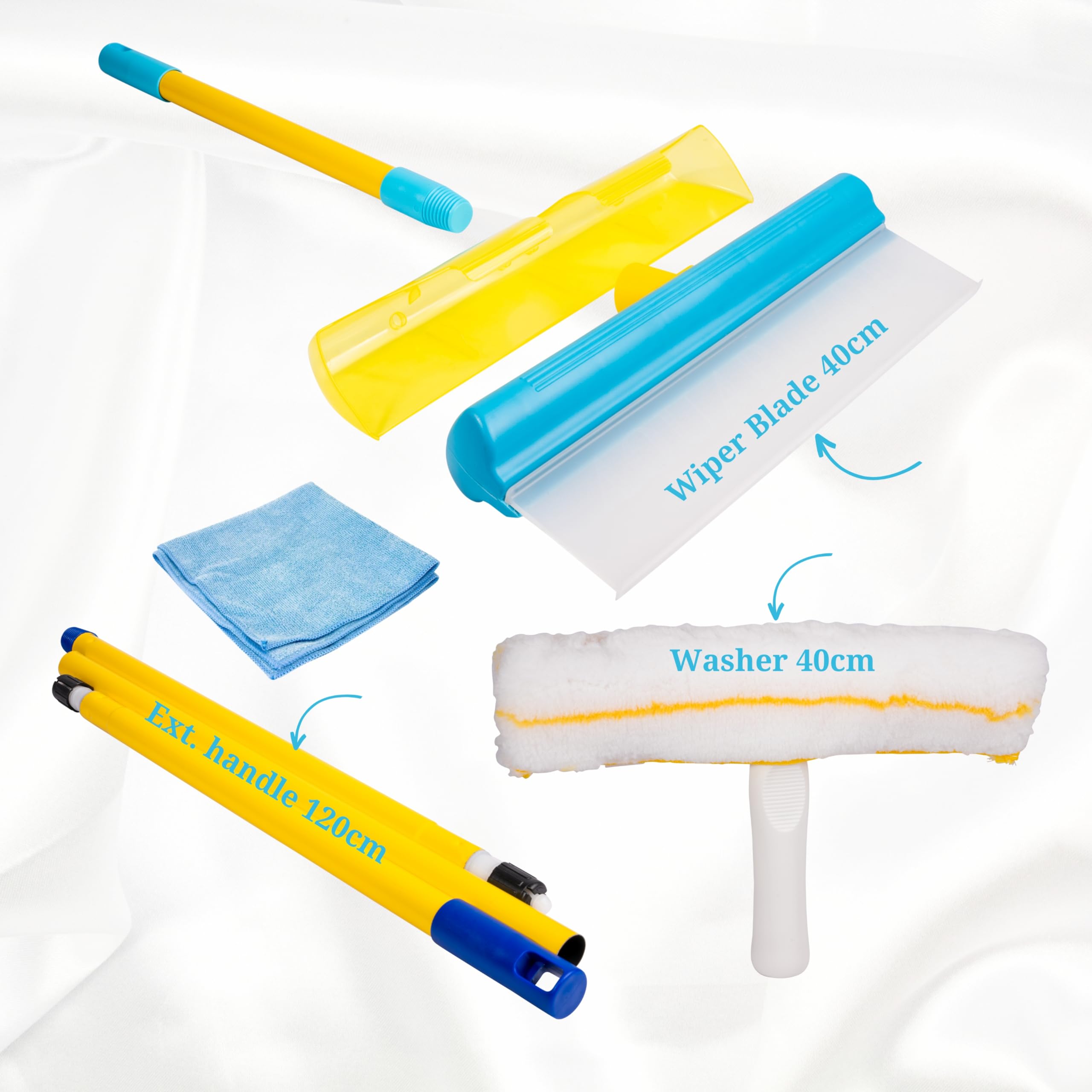 Kit de nettoyage de fenêtre, raclette à vitre et microfibre chiffon Kit de nettoyage de fenêtre, raclette à vitre et microfibre chiffon