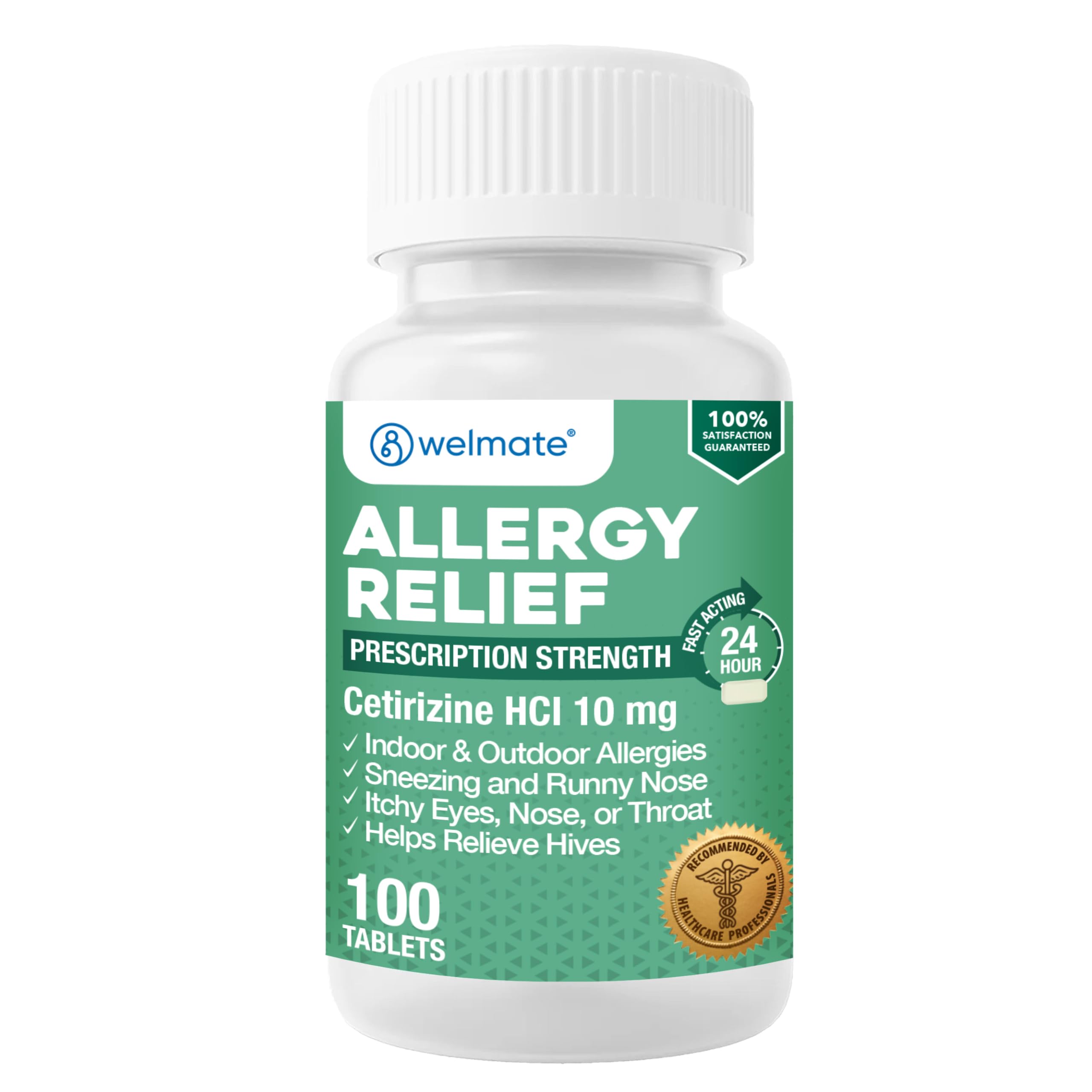 WELMATE Cetirizine Hydrochloride 10mg 24 Hr Allergy Medicine 500 Tablets — Amazon image 2