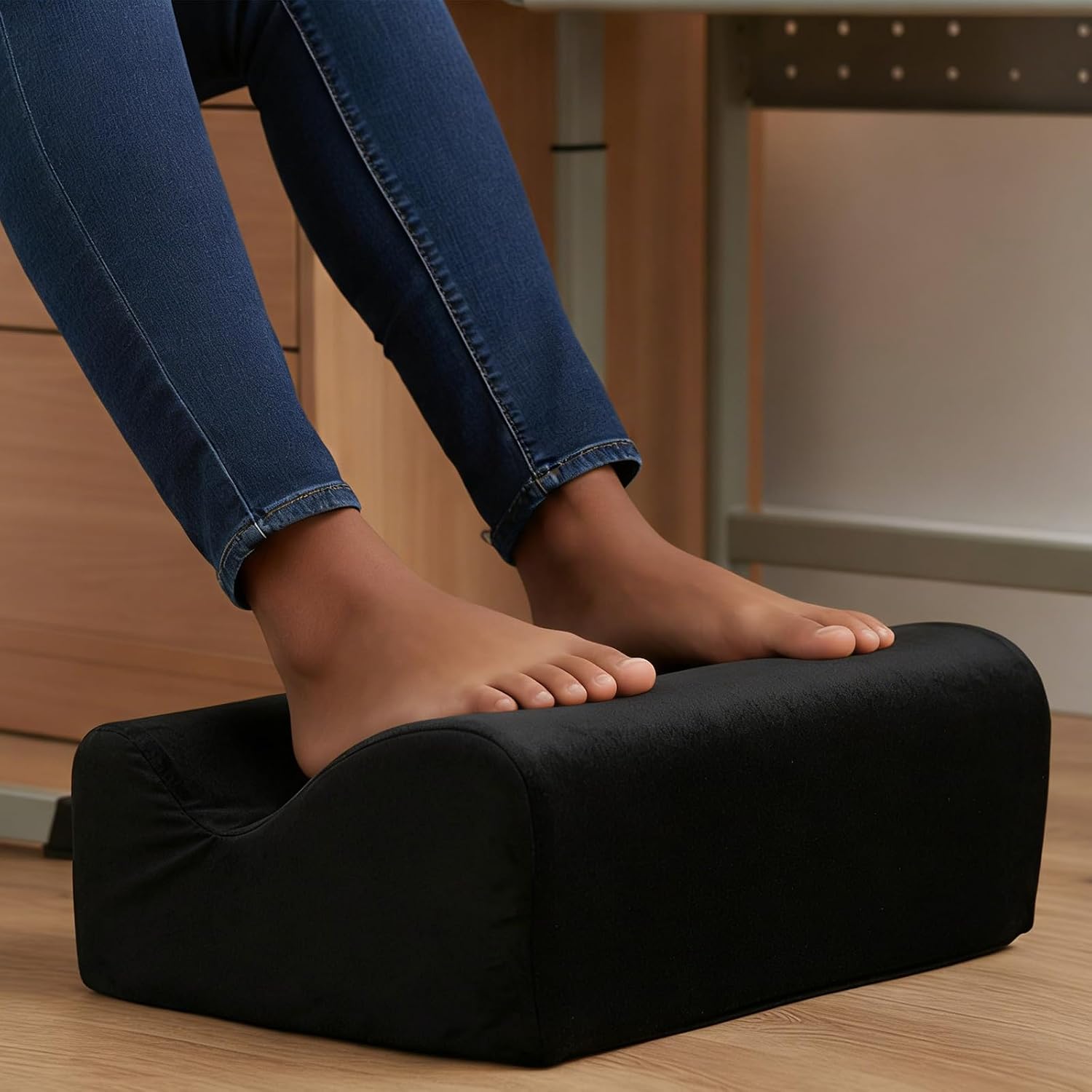 Foot Rest for Under Desk at Work. Multifunctional 3-Tier Foot Stool Office Desk Accessories, Soft Ergonomic Footrest,Support Foot Pillow,Heel Chair,Leg Elevation Pillow (Black, One Size)