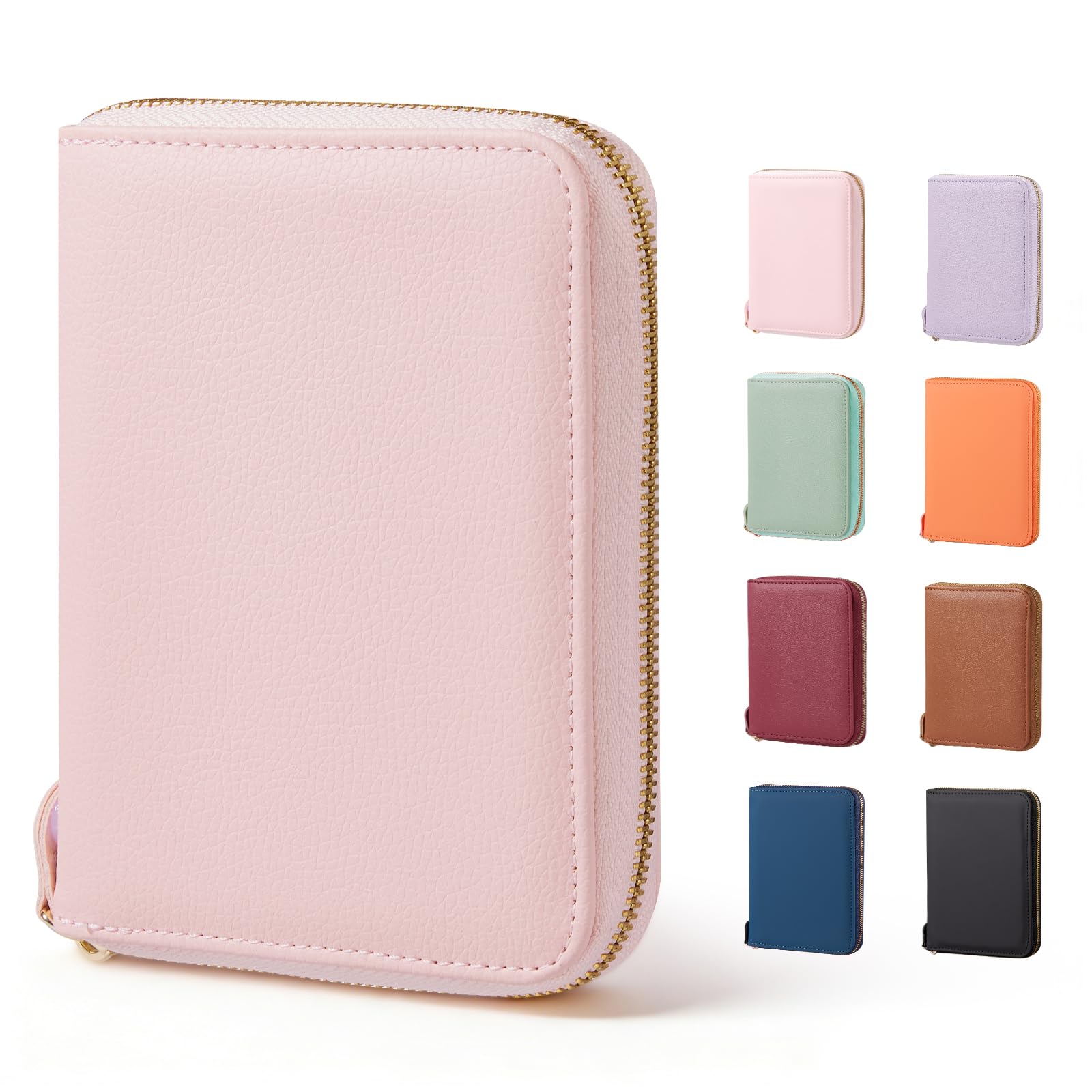 Passport Holder Cover with Safe Zipper Closure, Premium Passport Wallet for Travel, RFID Blocking Card Case, Waterproof Travel Accessories for Women, Pebbled Pink-image-48
