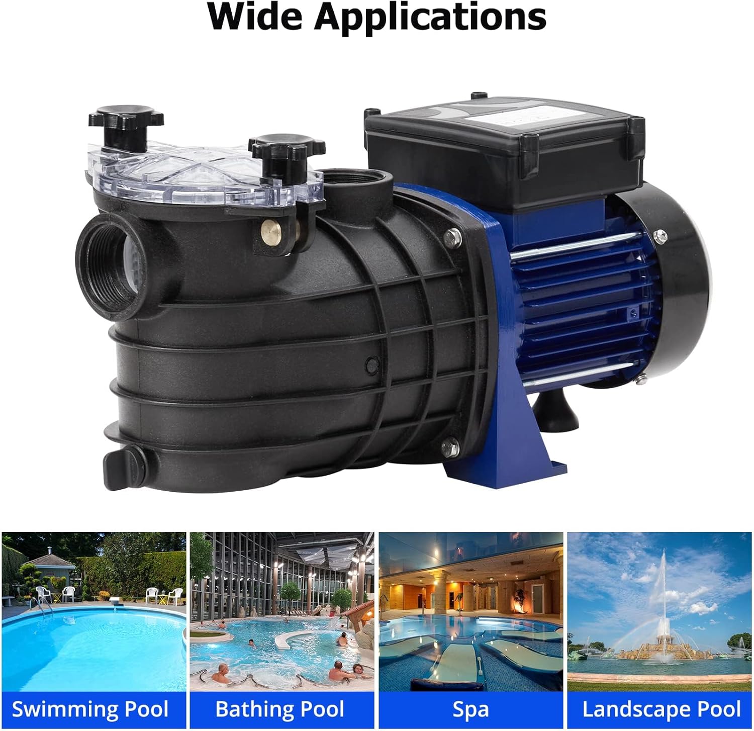 3/4HP Pool Pump for Above Ground and Inground Pool, Low Noise Swimming Pool Pump with 2641GPH & 36Ft Max Suction Height, 550W Utility Pump with Strainer Basket, for Garden, Pool, Irrigation